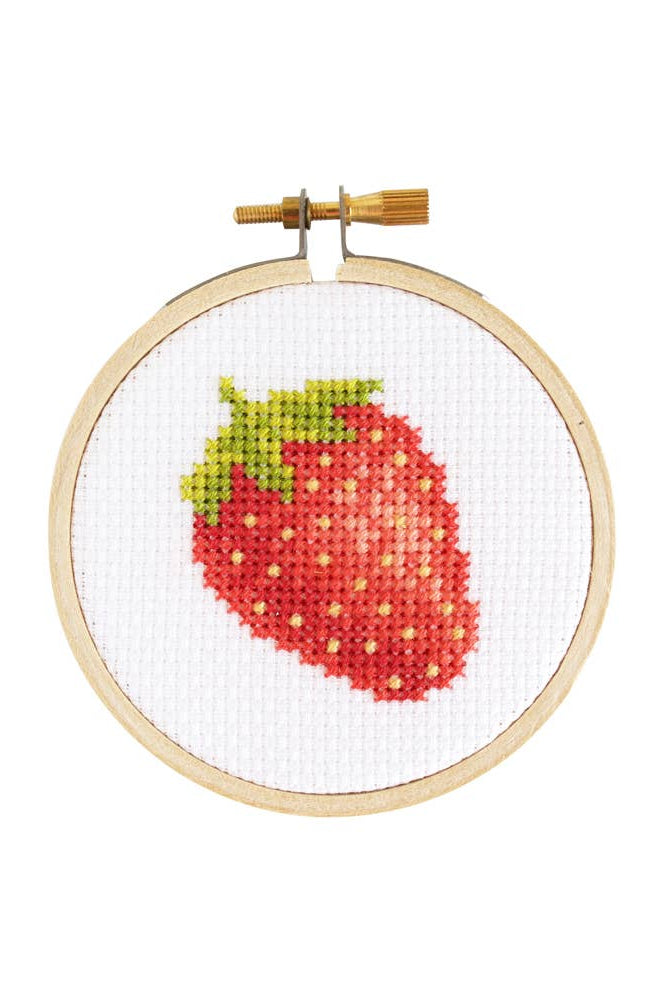 Strawberry DIY Mini Cross Stitch Kit - Gather Goods Co.