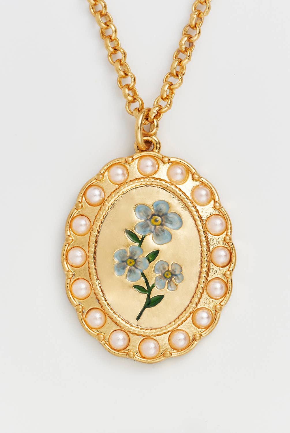 Forget Me Not Cameo Necklace - Gather Goods Co.