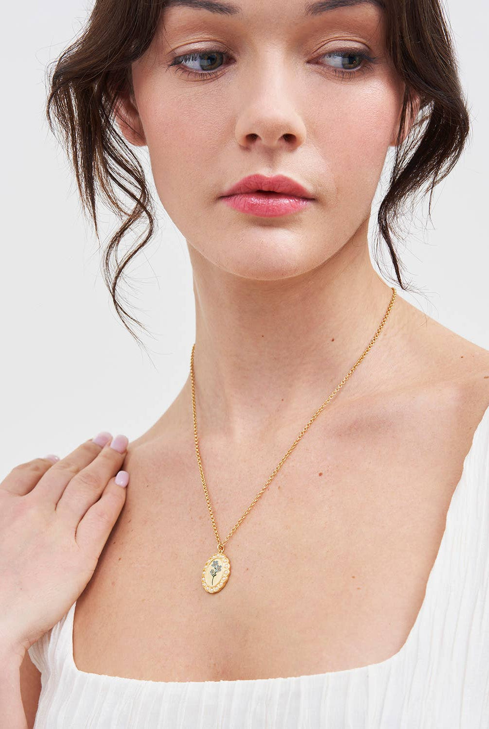 Forget Me Not Cameo Necklace - Gather Goods Co.