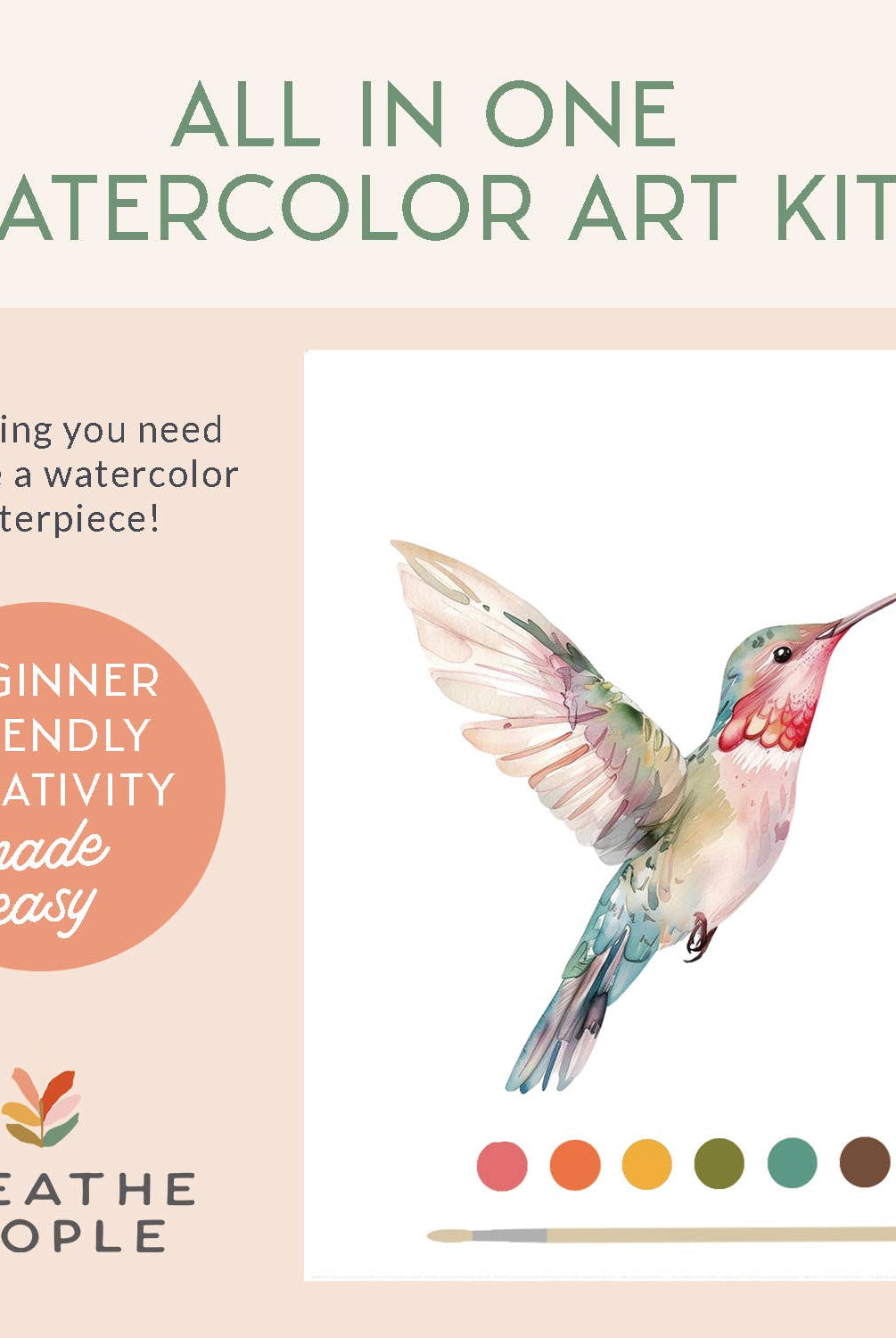 All-In-One Beginner Watercolor Kit - Hummingbird - Gather Goods Co.