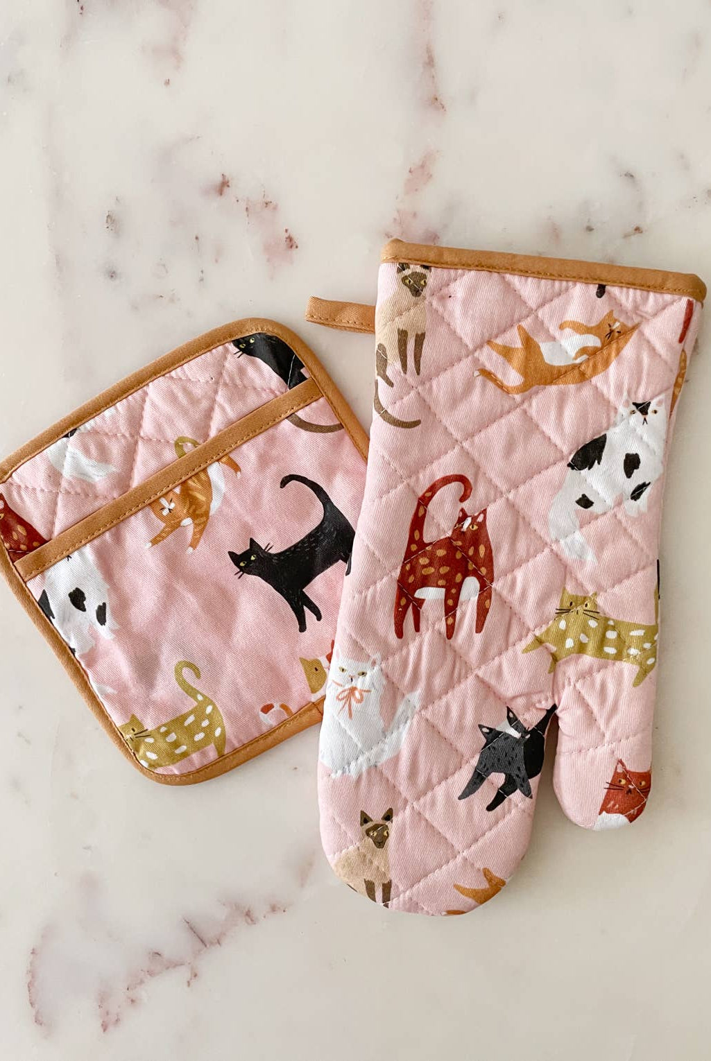Cats Cotton Oven Mitt + Pot Holder Set - Gather Goods Co.