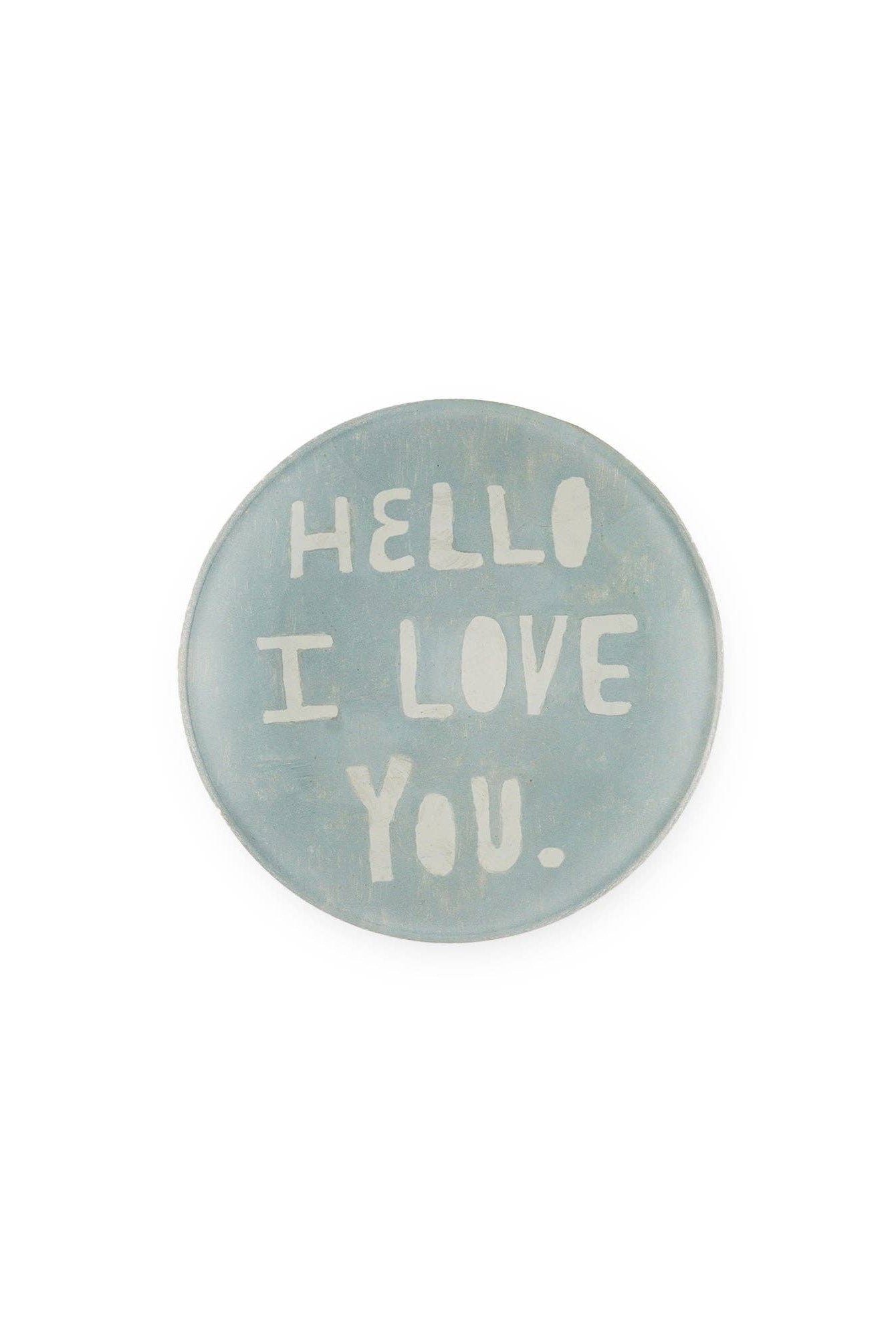 Hello I Love You Mini Round Decoupage Plate - 4" - Gather Goods Co.