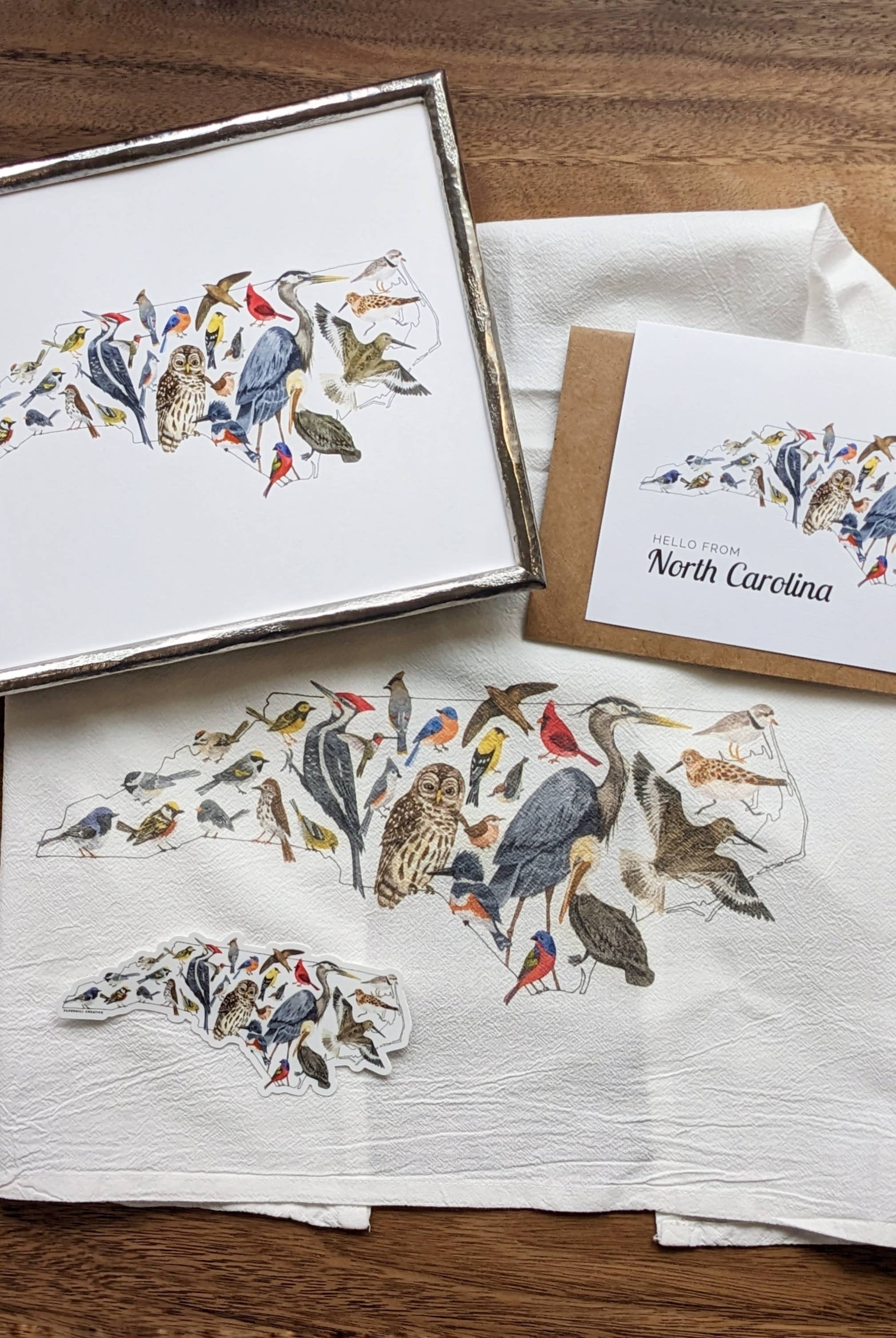 North Carolina Birds tea towel - Gather Goods Co.