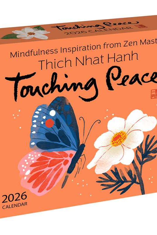 Calendar box with butterfly and flower design on an orange background