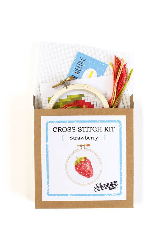 Strawberry DIY Mini Cross Stitch Kit - Gather Goods Co.