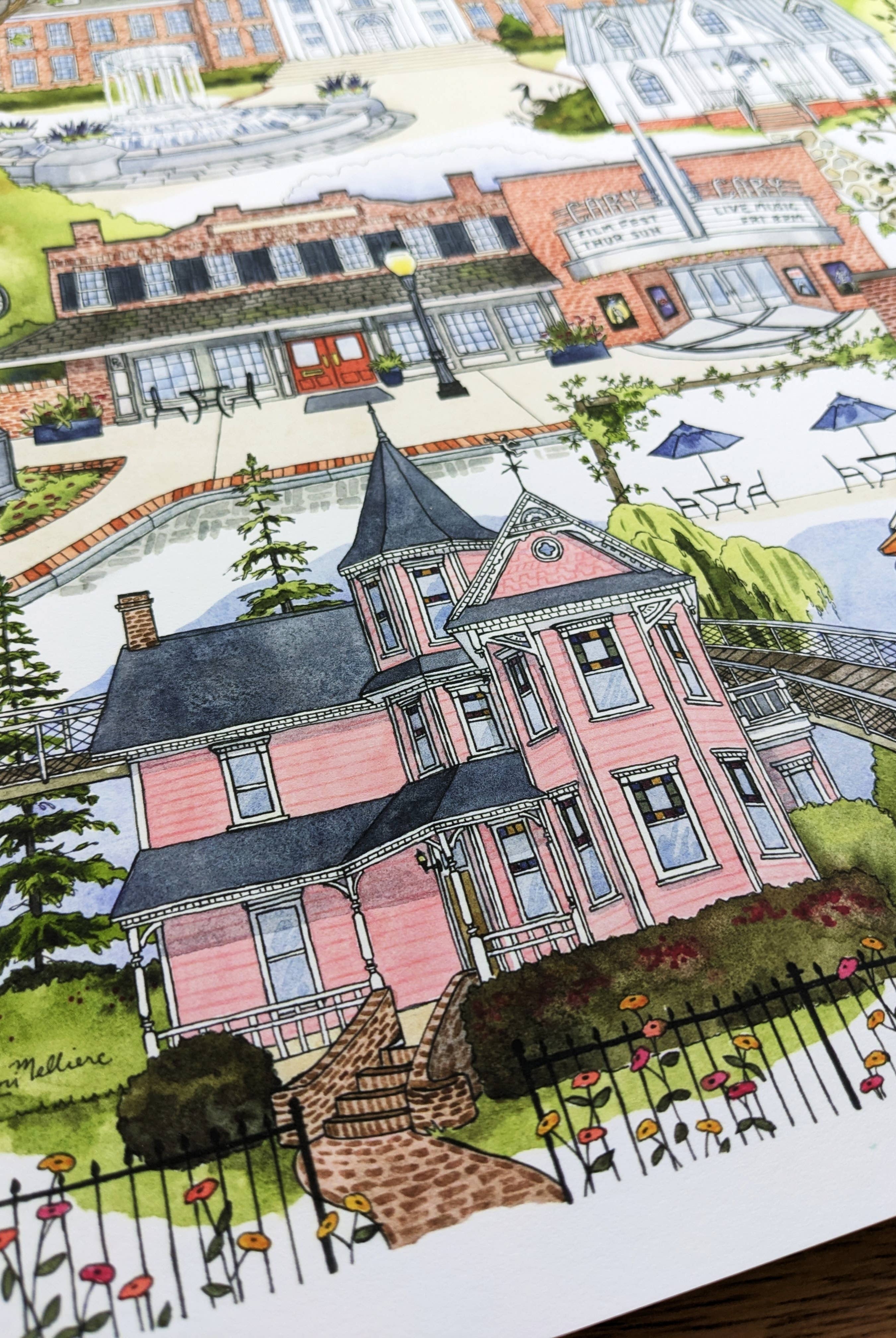 Cary, North Carolina Watercolor Art Print – A Keepsake Souvenir for Local North Carolina Lovers - Gather Goods Co.