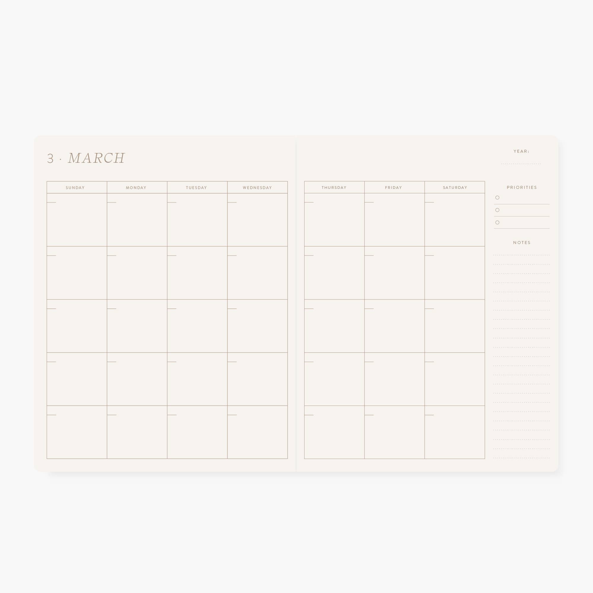 CAMELLIA | UNDATED MONTHLY PLANNER - Gather Goods Co.