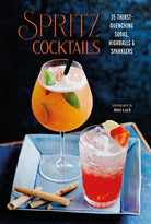 Book cover of 'Spritz Cocktails' with two cocktails on a tray against a dark background.