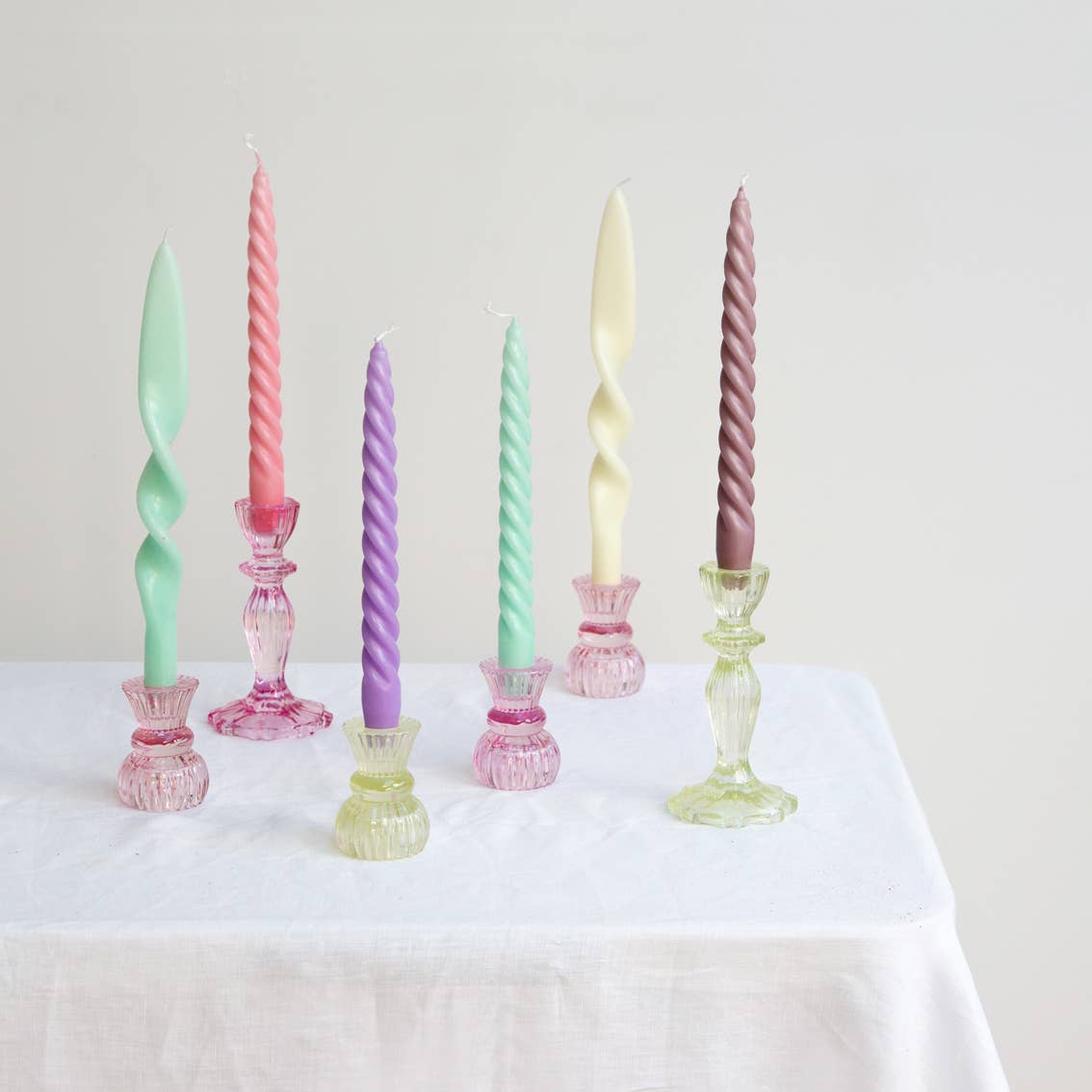 Pink Spiral Taper Candlestick - Gather Goods Co.