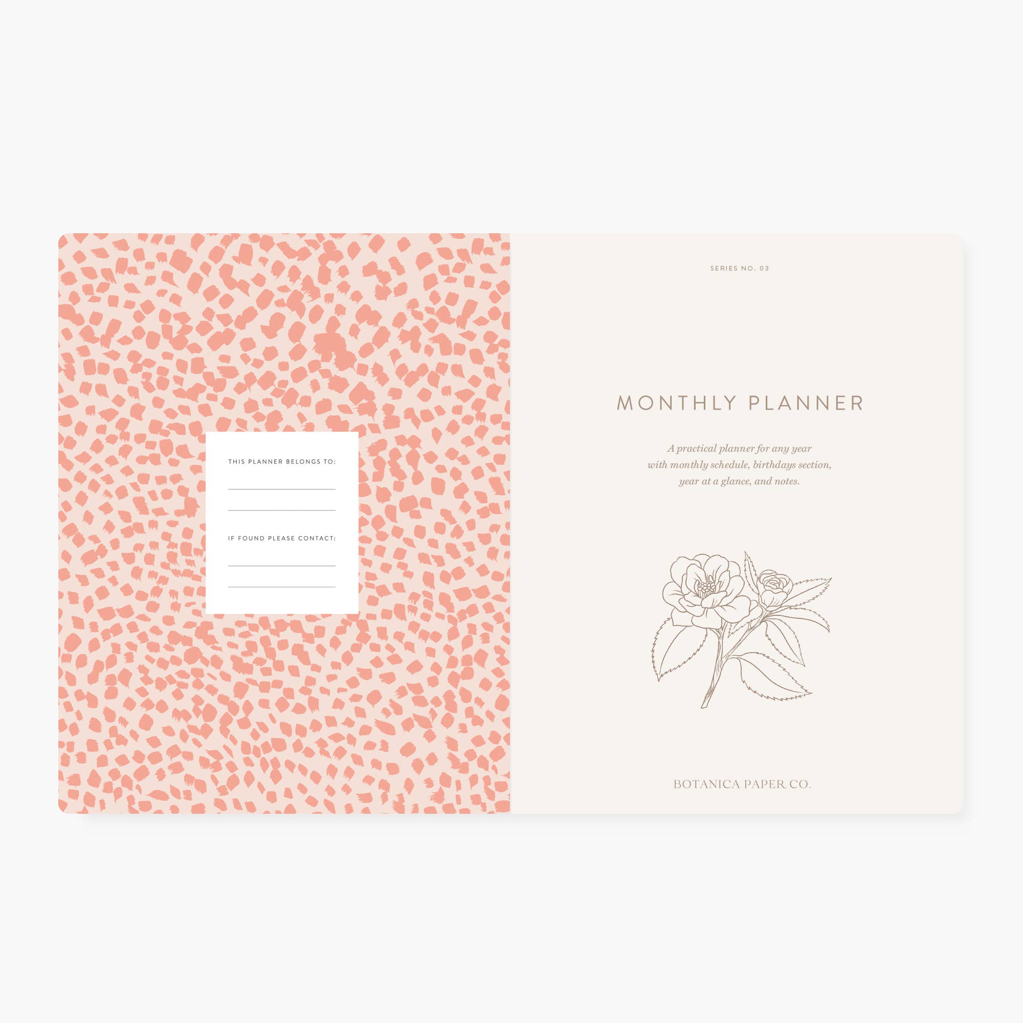 CAMELLIA | UNDATED MONTHLY PLANNER - Gather Goods Co.