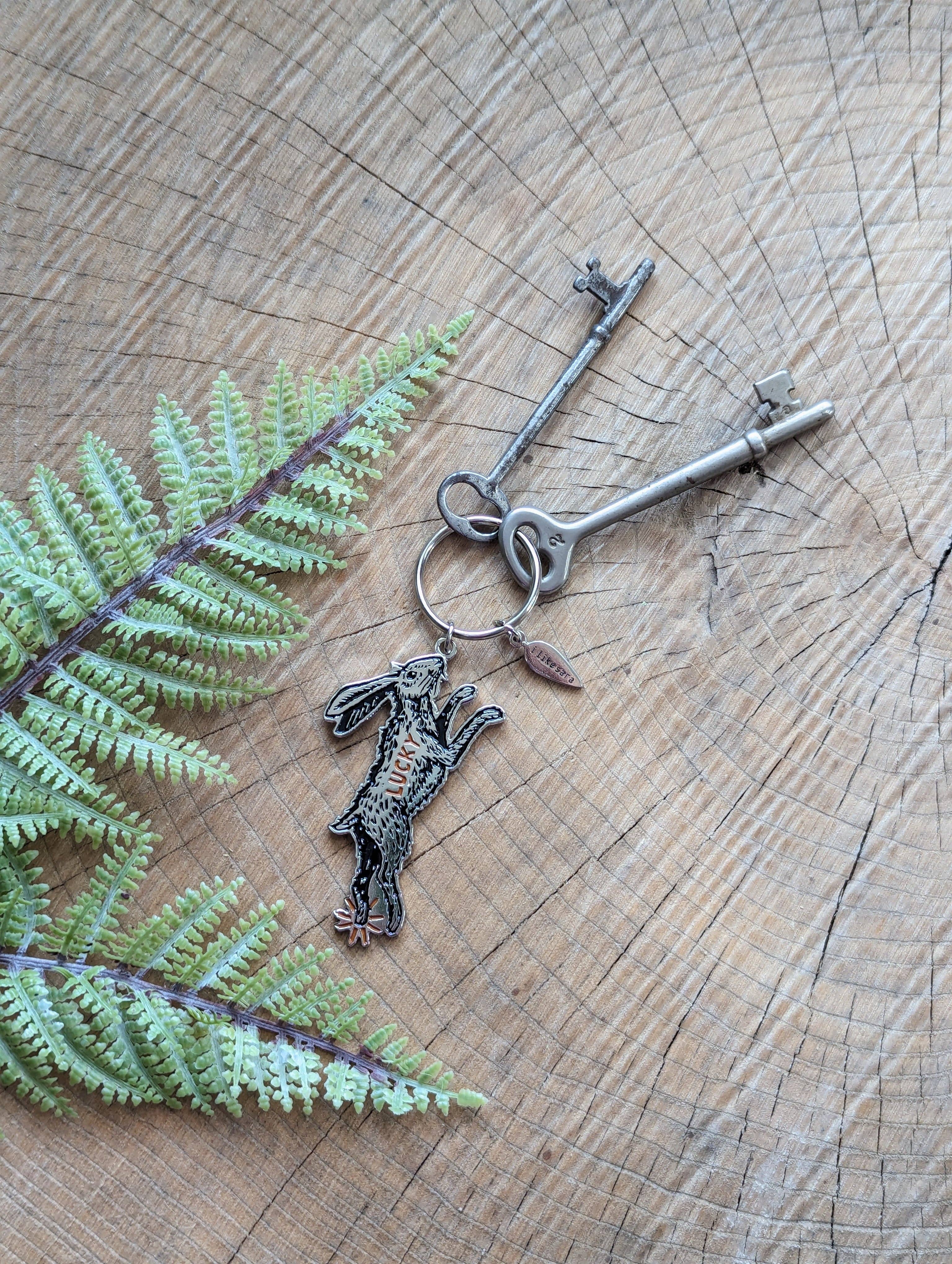 Lucky Rabbit Foot Keychain, Metal enamel keychain, Purse Charm - Gather Goods Co.