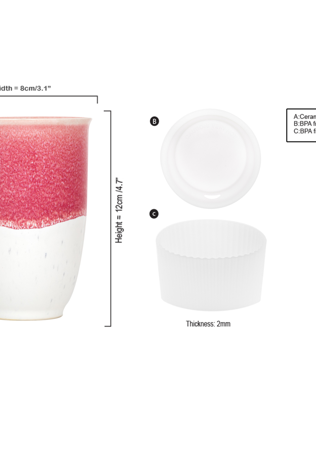 Bright Pink Ceramic Travel Mug, 12oz - Gather Goods Co.