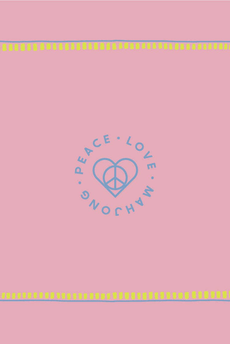 Mahjong Mat: Light Pink with Chartreuse & French Blue - Gather Goods Co.