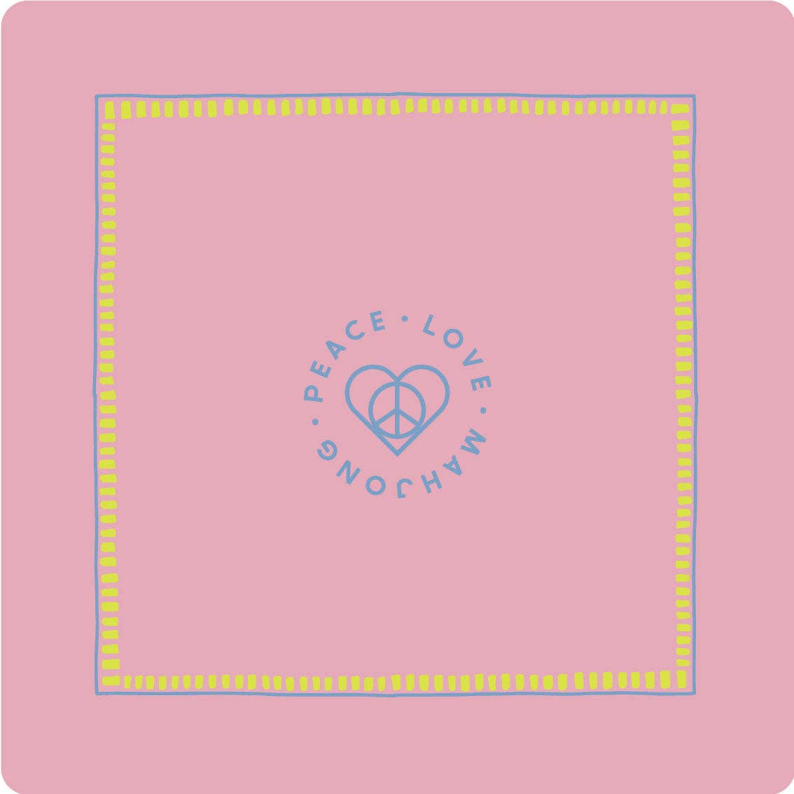 Mahjong Mat: Light Pink with Chartreuse & French Blue - Gather Goods Co.