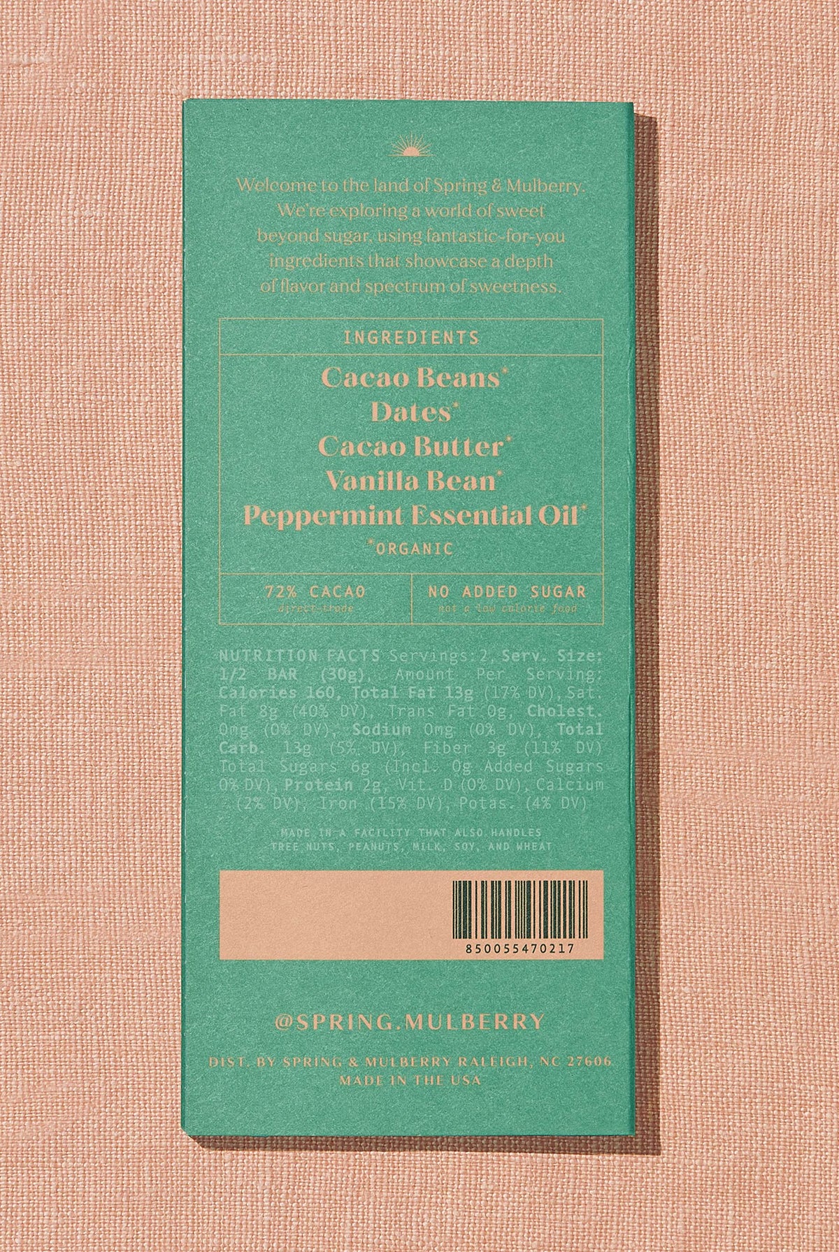 Mint Leaf Date-Sweetened Dark Chocolate - Gather Goods Co.