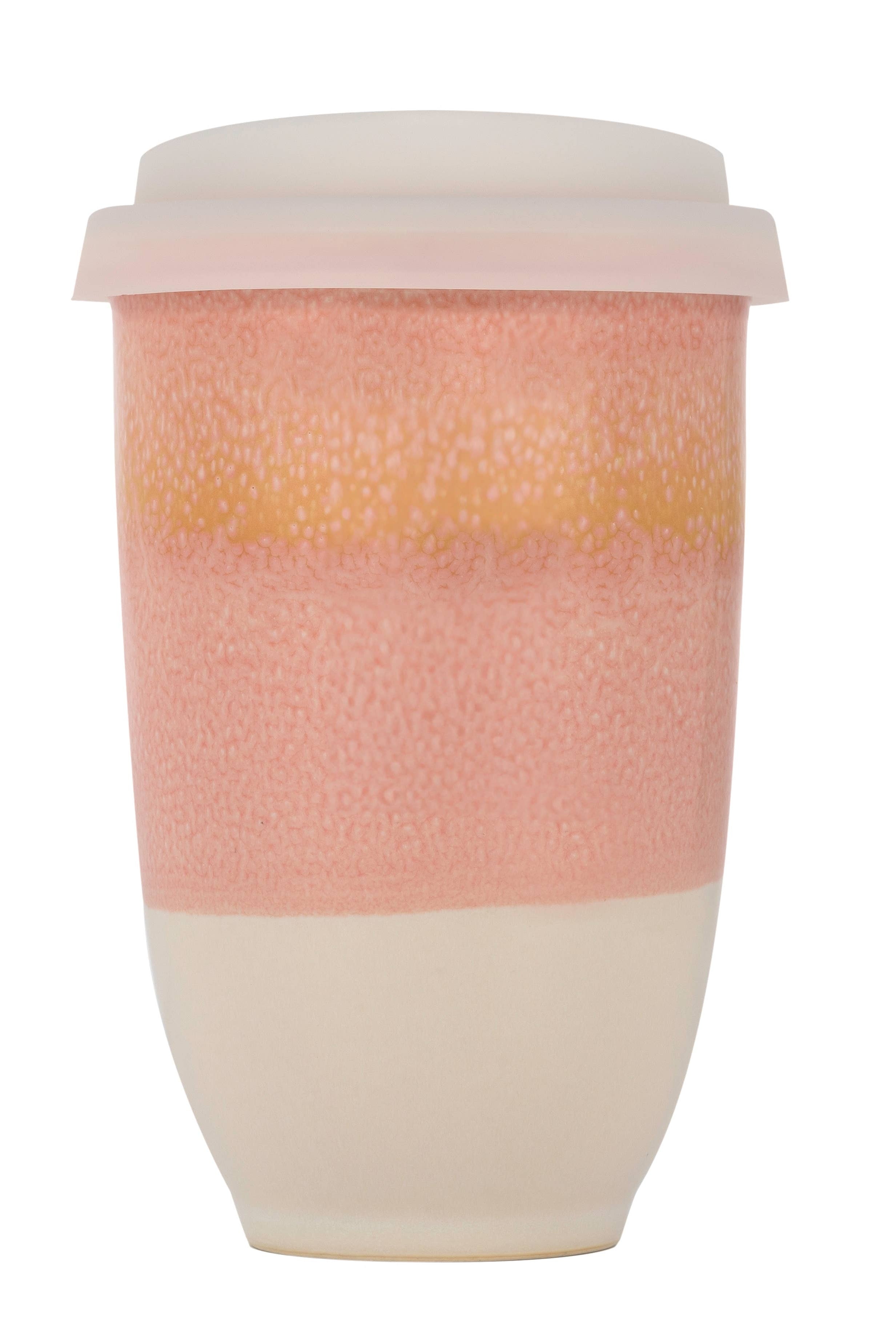 Coral Orange 12oz Ceramic Travel Mug - Gather Goods Co.