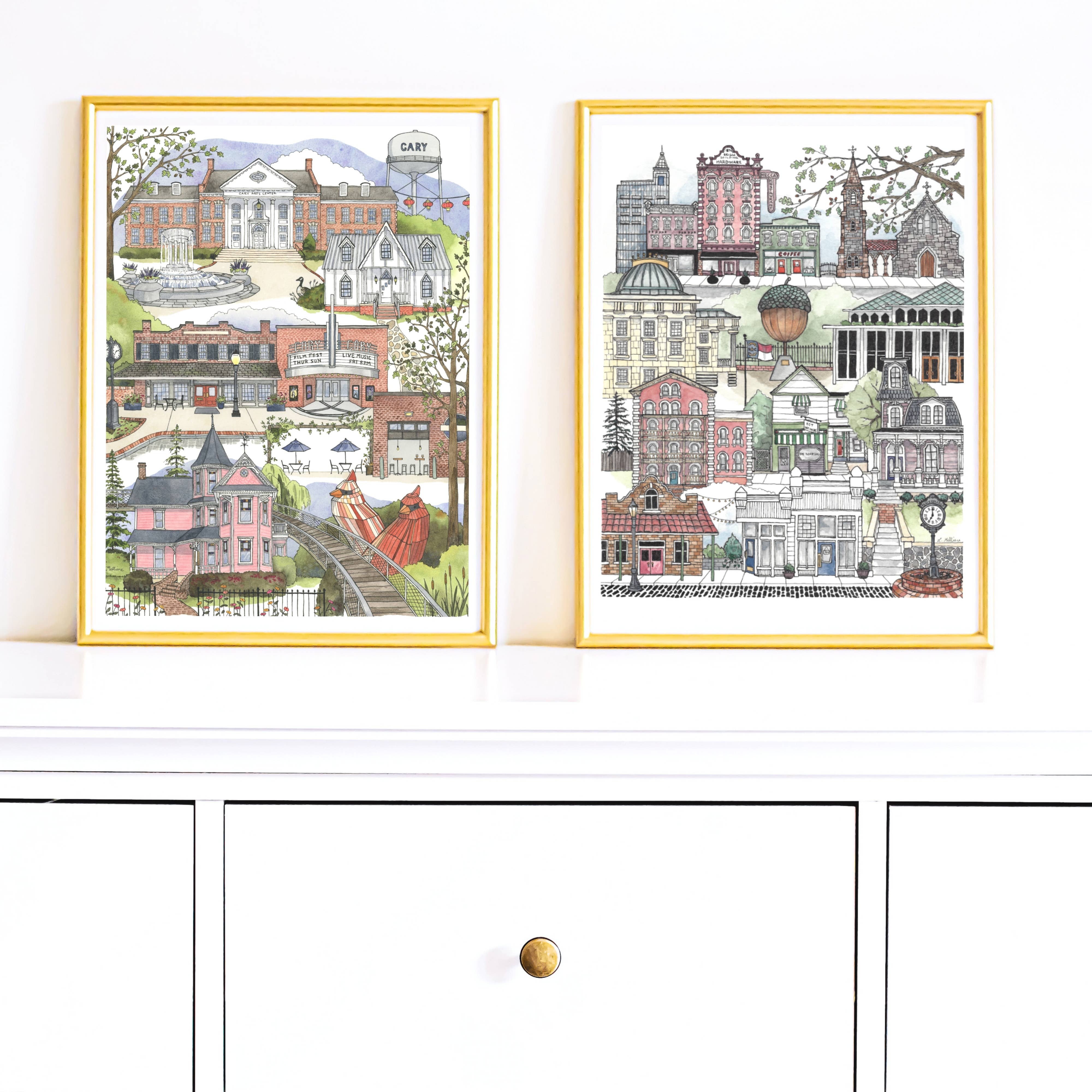 Cary, North Carolina Watercolor Art Print – A Keepsake Souvenir for Local North Carolina Lovers - Gather Goods Co.
