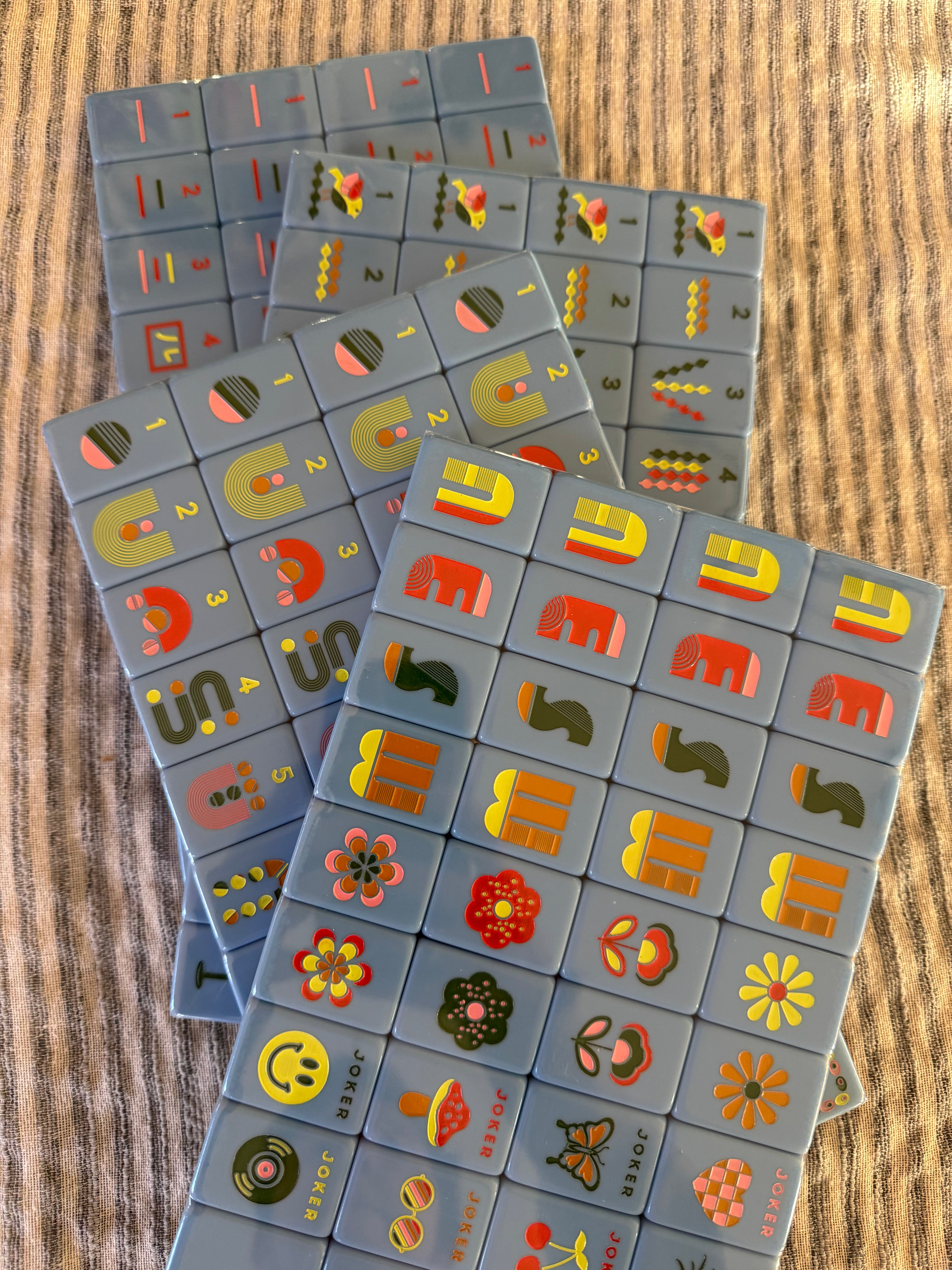 Mahjong Tiles in French Blue, Mid Century Modern Mahjong Mod Tiles - Gather Goods Co.