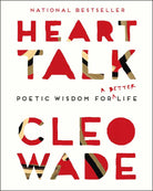 The cover of 'Heart Talk' by Cleo Wade featuring text design with varied font sizes and colorations predominantly in red and white.