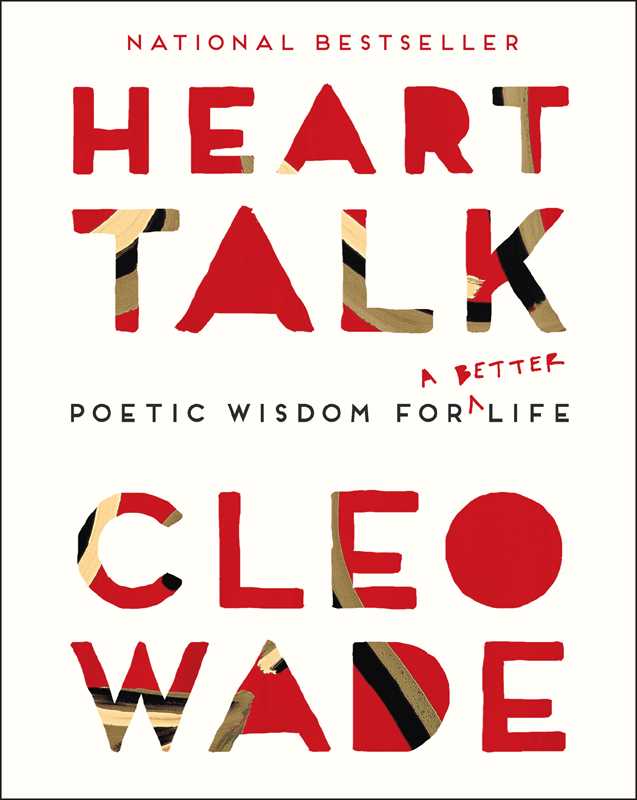 The cover of 'Heart Talk' by Cleo Wade featuring text design with varied font sizes and colorations predominantly in red and white.
