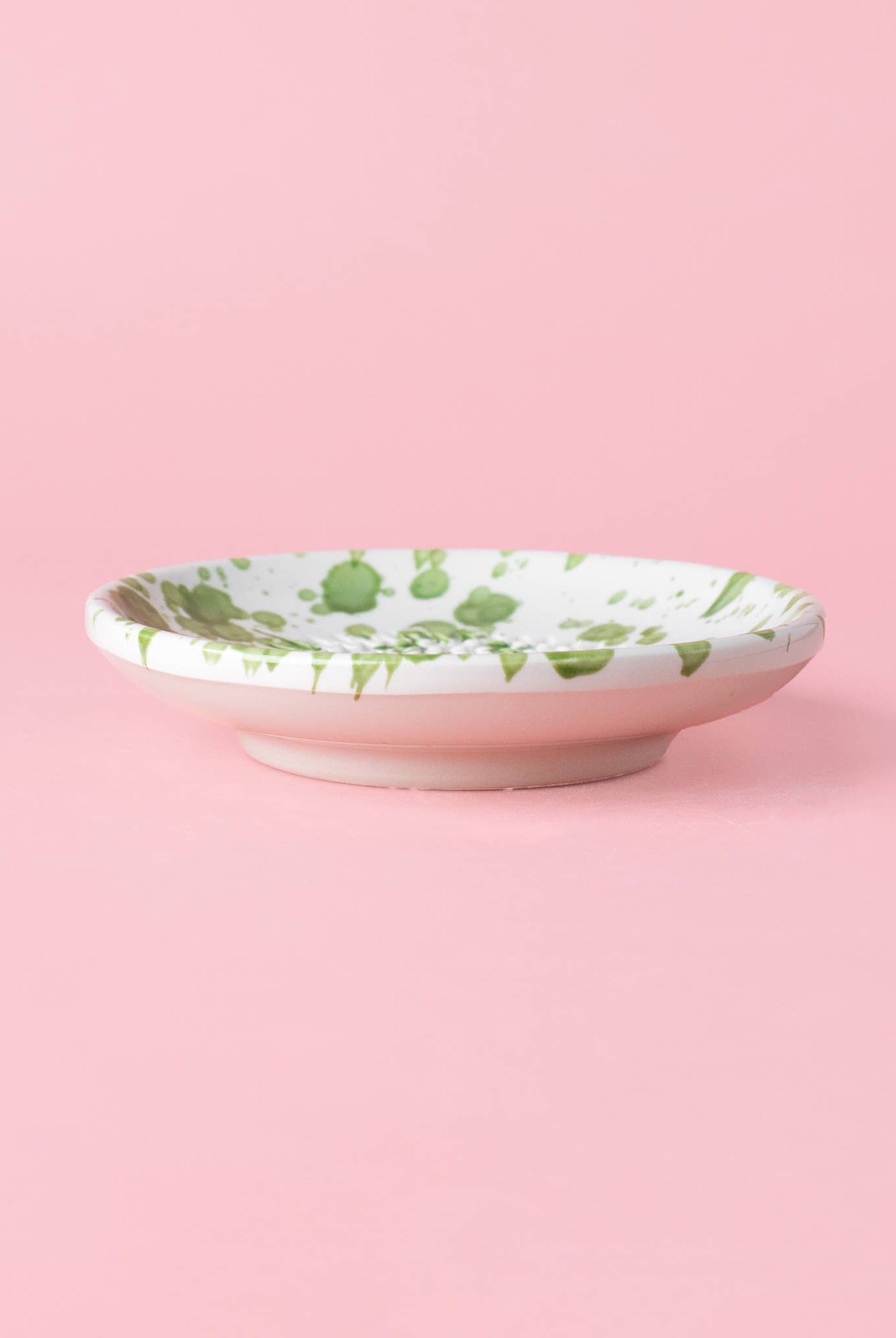 Small Ceramic Garlic Grater Plate in Green Splatterware - Gather Goods Co.