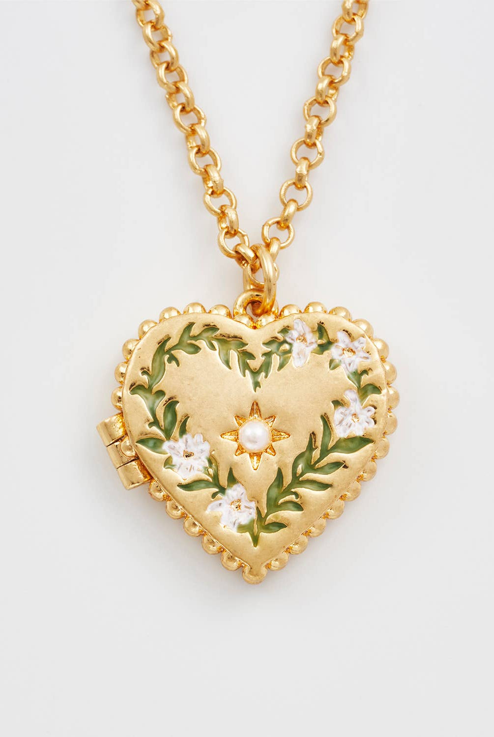 Gaia Lily Heart Locket Necklace - Gather Goods Co.