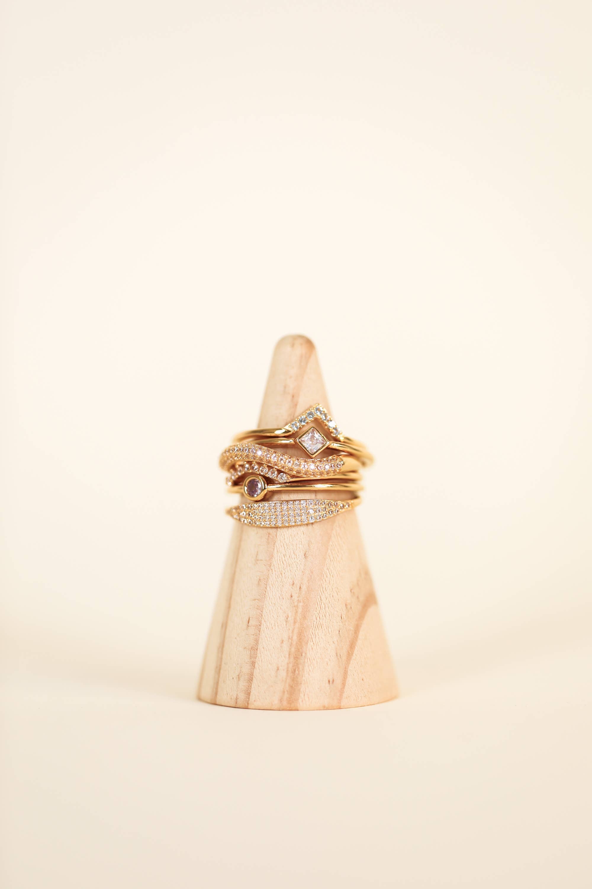 Gold Rings - Tapered Pave - Champagne CZ - Gather Goods Co.