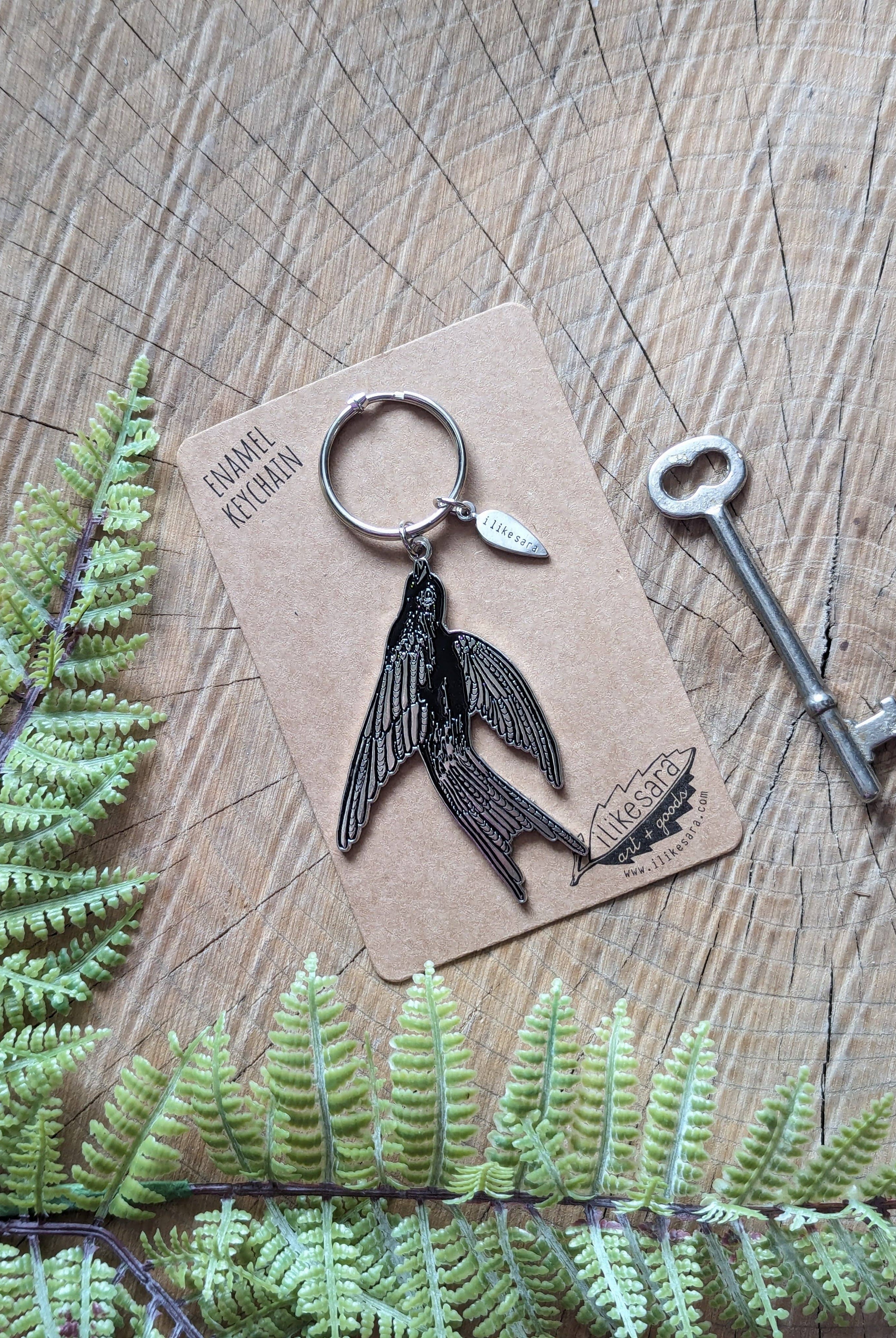 Bird Keychain, Purse Charm, Metal enamel - Gather Goods Co.