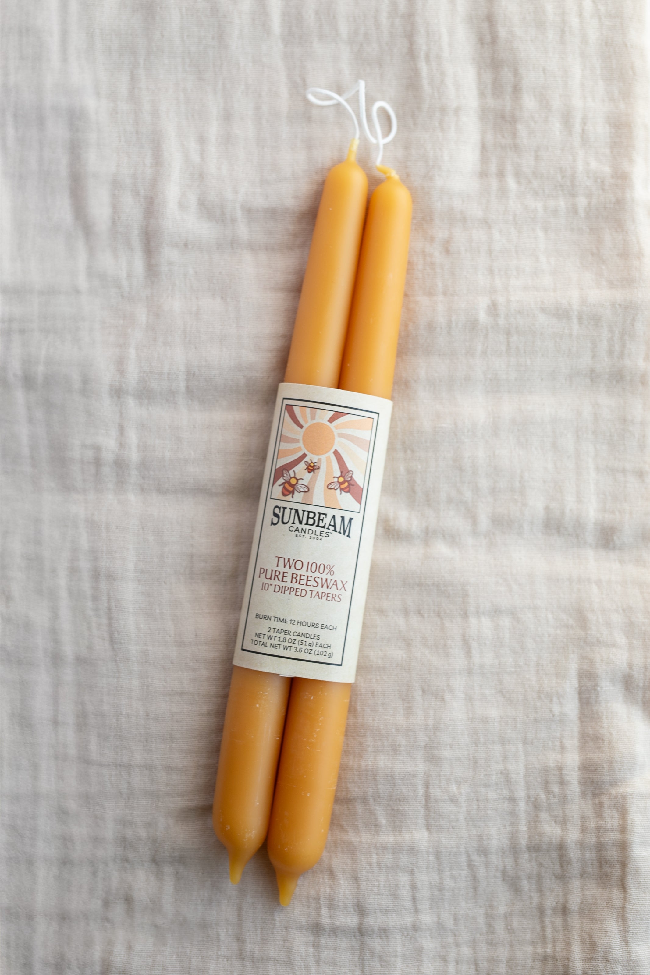 10" Dipped Beeswax Taper Pair - Gather Goods Co.