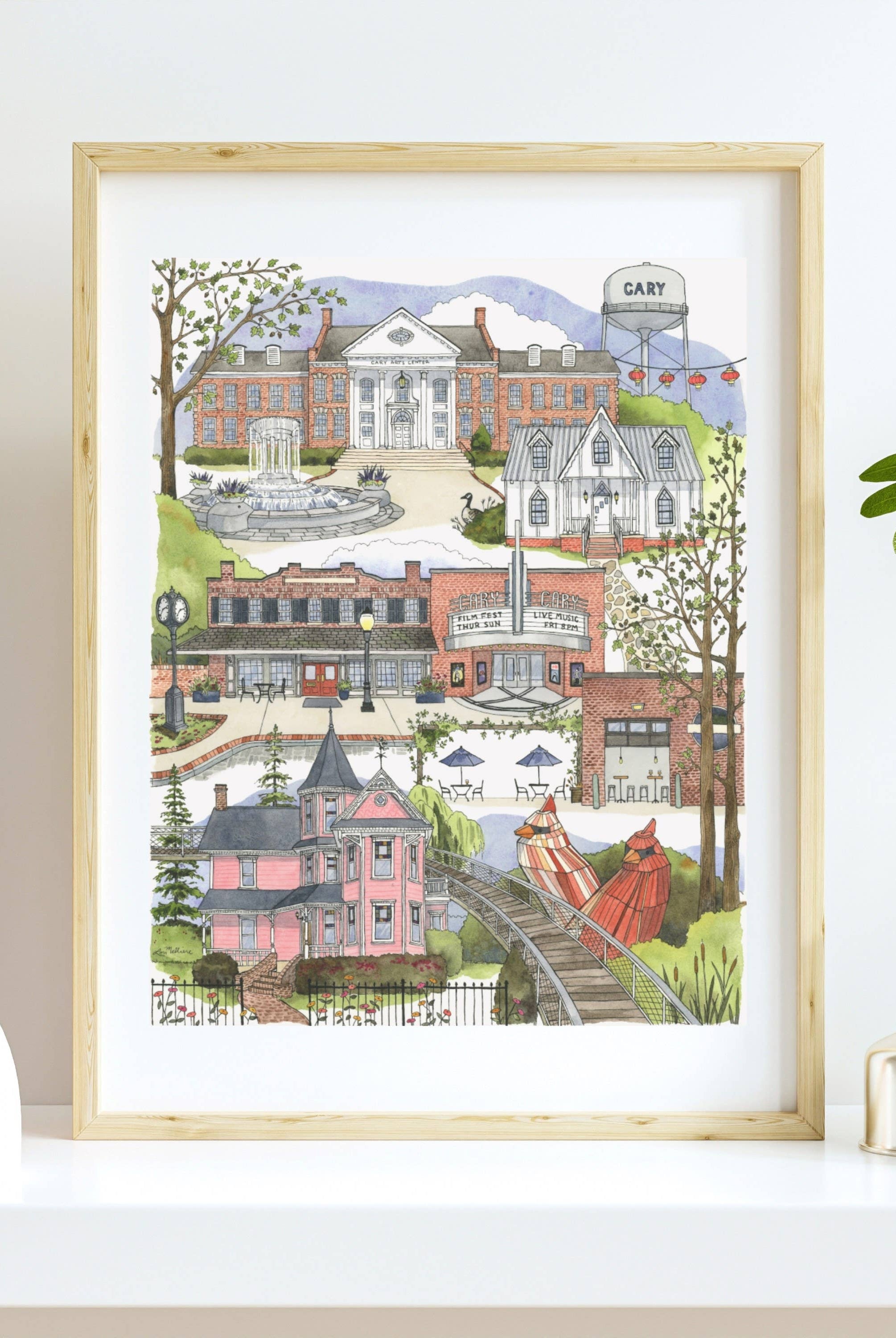 Cary, North Carolina Watercolor Art Print – A Keepsake Souvenir for Local North Carolina Lovers - Gather Goods Co.