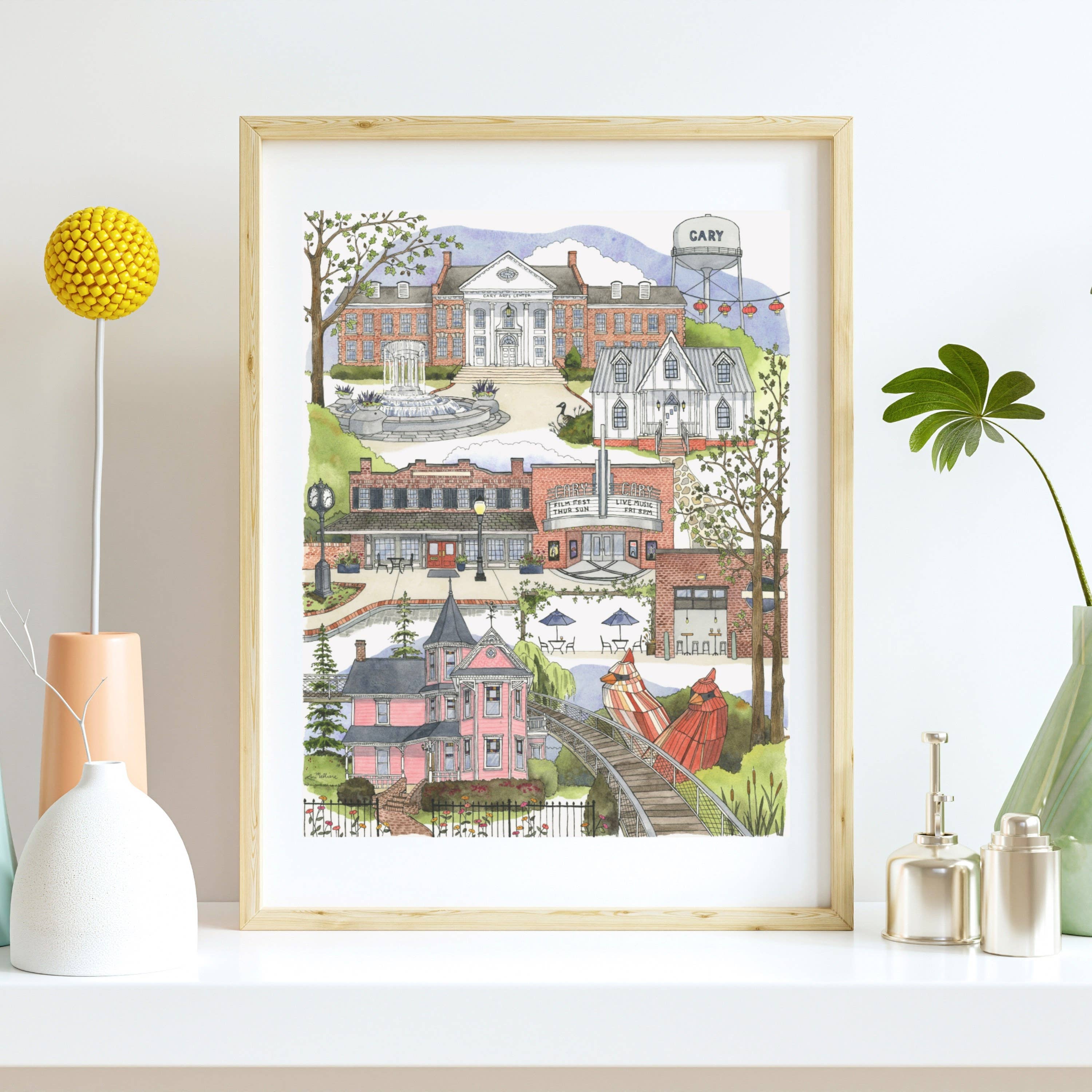 Cary, North Carolina Watercolor Art Print – A Keepsake Souvenir for Local North Carolina Lovers - Gather Goods Co.