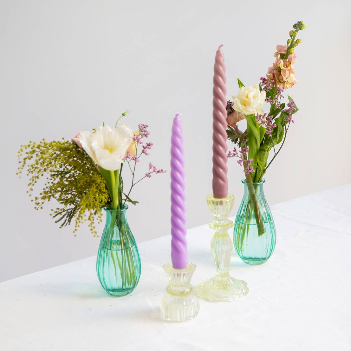 Pink Spiral Taper Candlestick - Gather Goods Co.