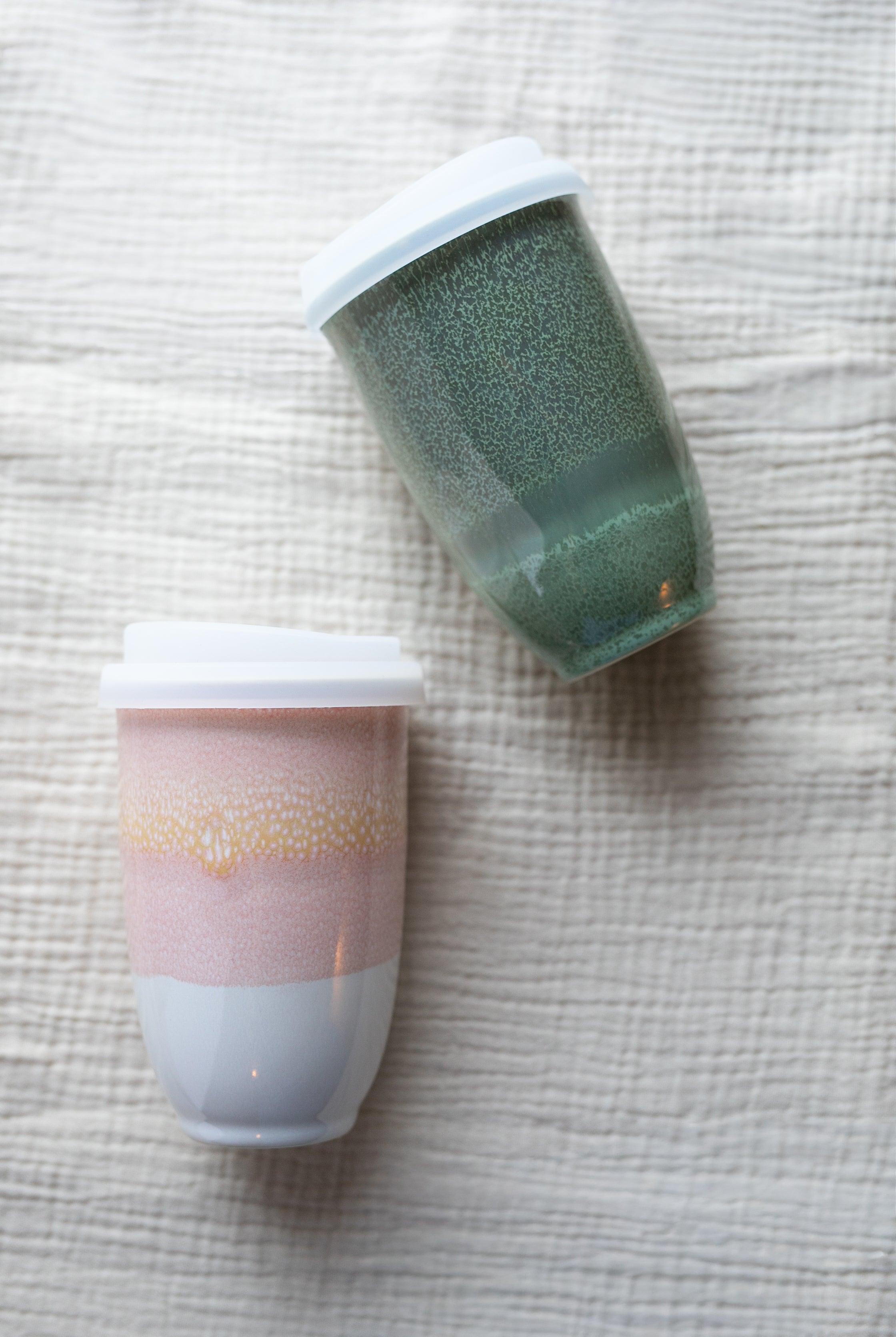 Coral Orange 12oz Ceramic Travel Mug - Gather Goods Co.