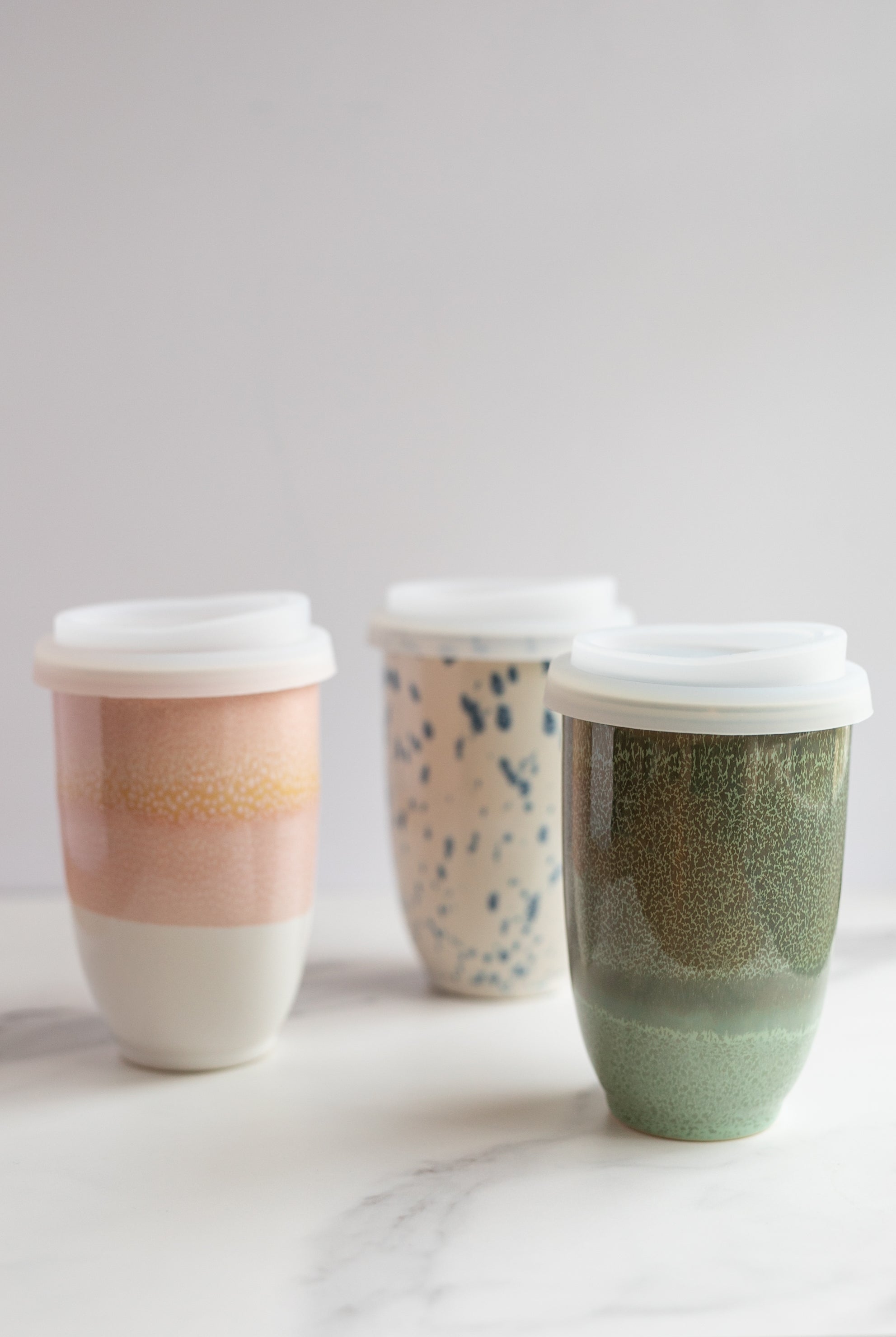 Coral Orange 12oz Ceramic Travel Mug - Gather Goods Co.