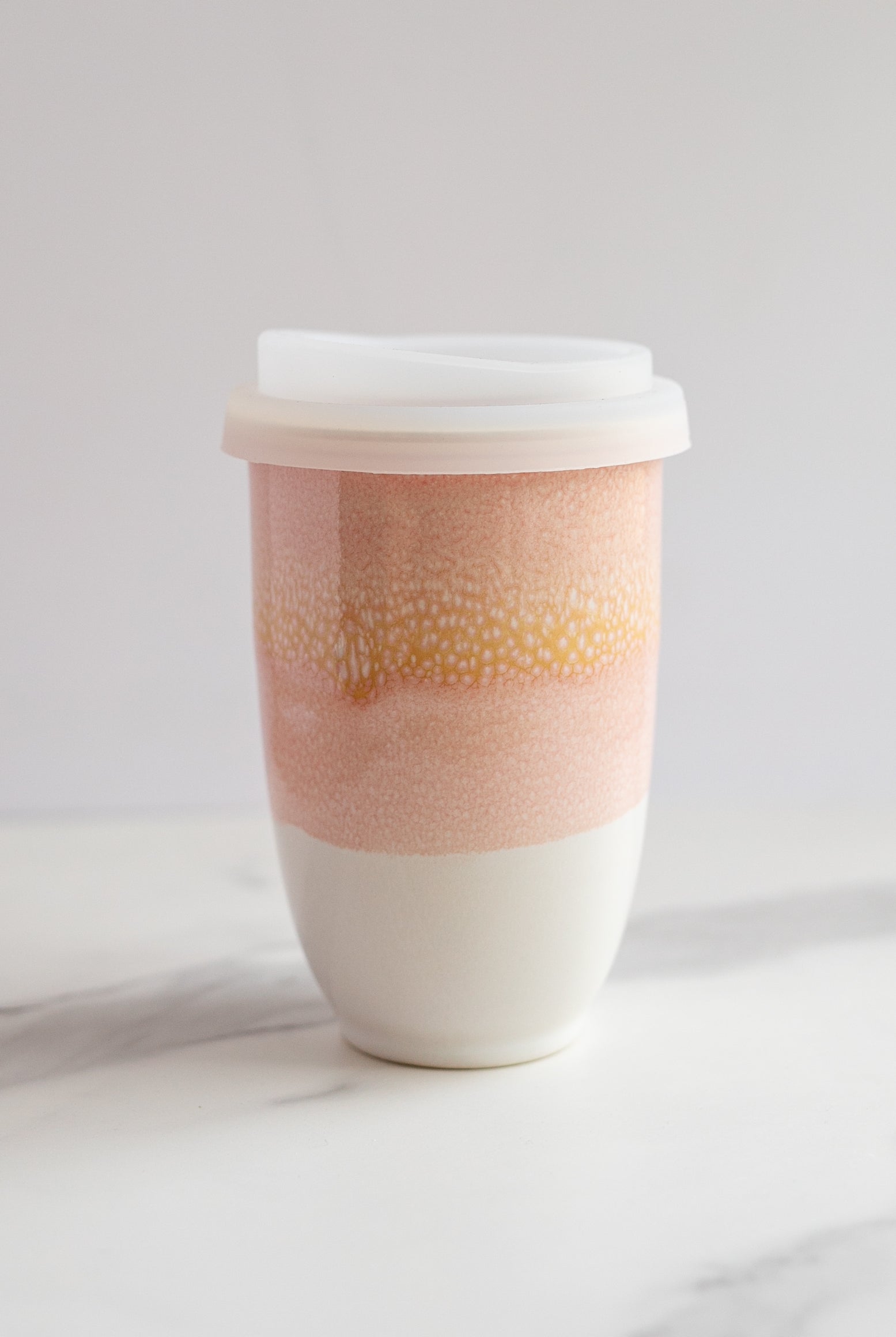 Coral Orange 12oz Ceramic Travel Mug - Gather Goods Co.