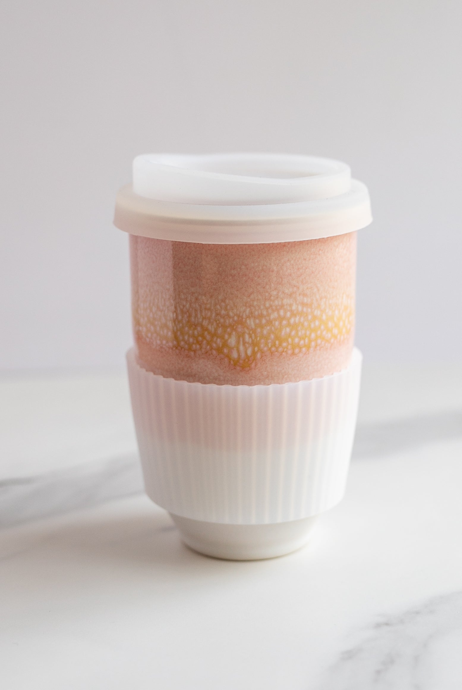 Coral Orange 12oz Ceramic Travel Mug - Gather Goods Co.