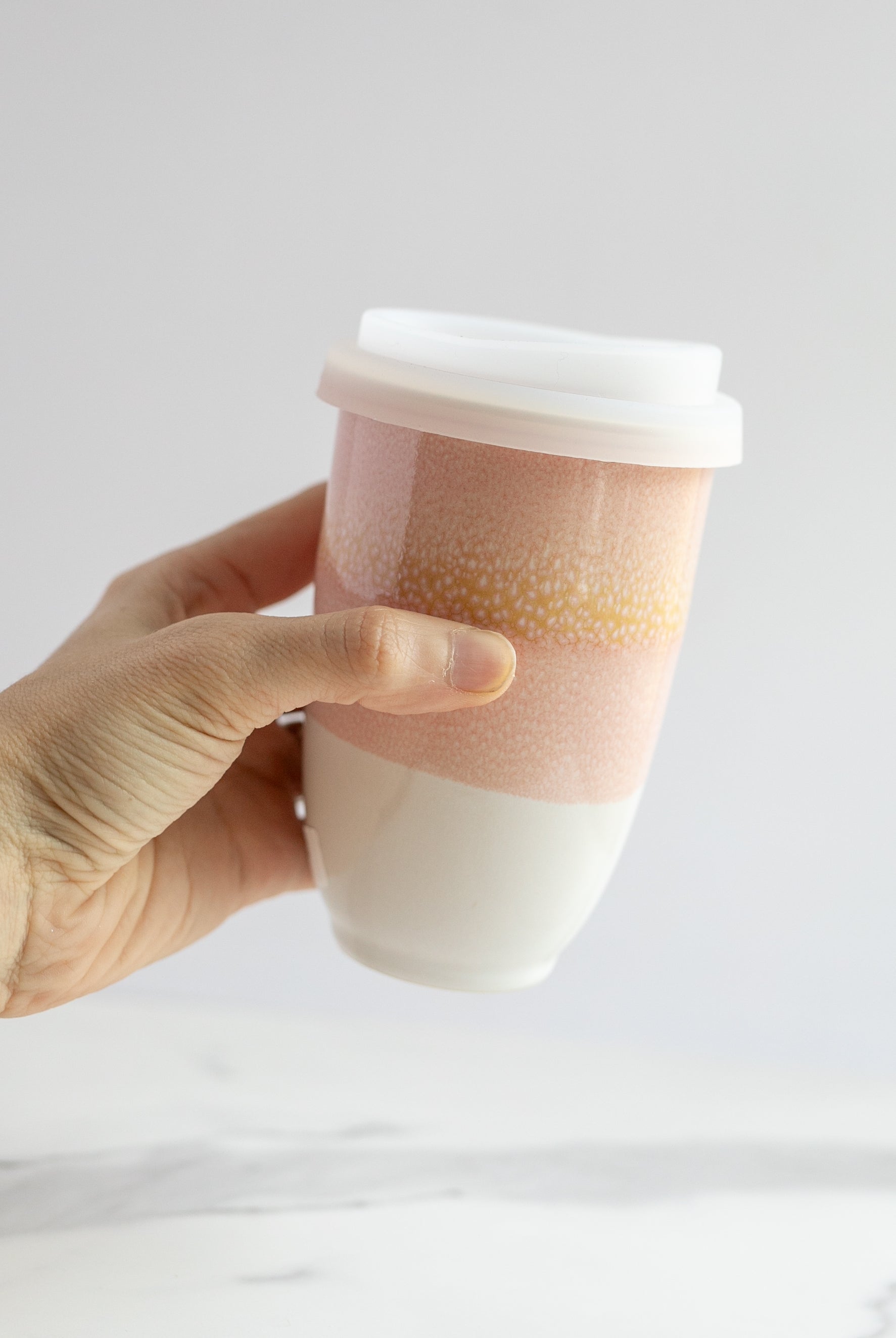 Coral Orange 12oz Ceramic Travel Mug - Gather Goods Co.