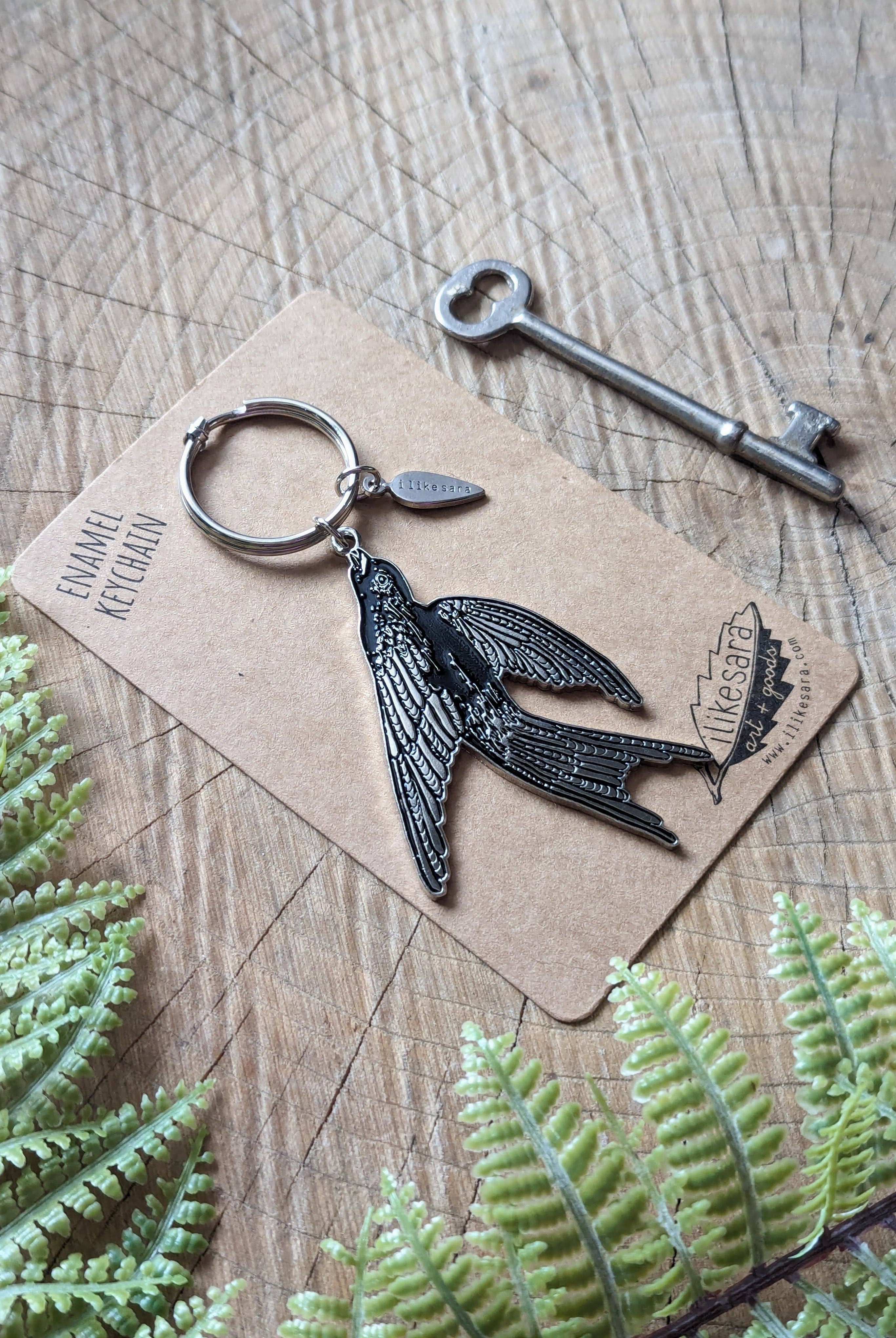 Bird Keychain, Purse Charm, Metal enamel - Gather Goods Co.