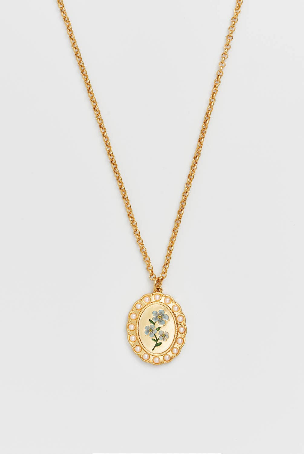 Forget Me Not Cameo Necklace - Gather Goods Co.