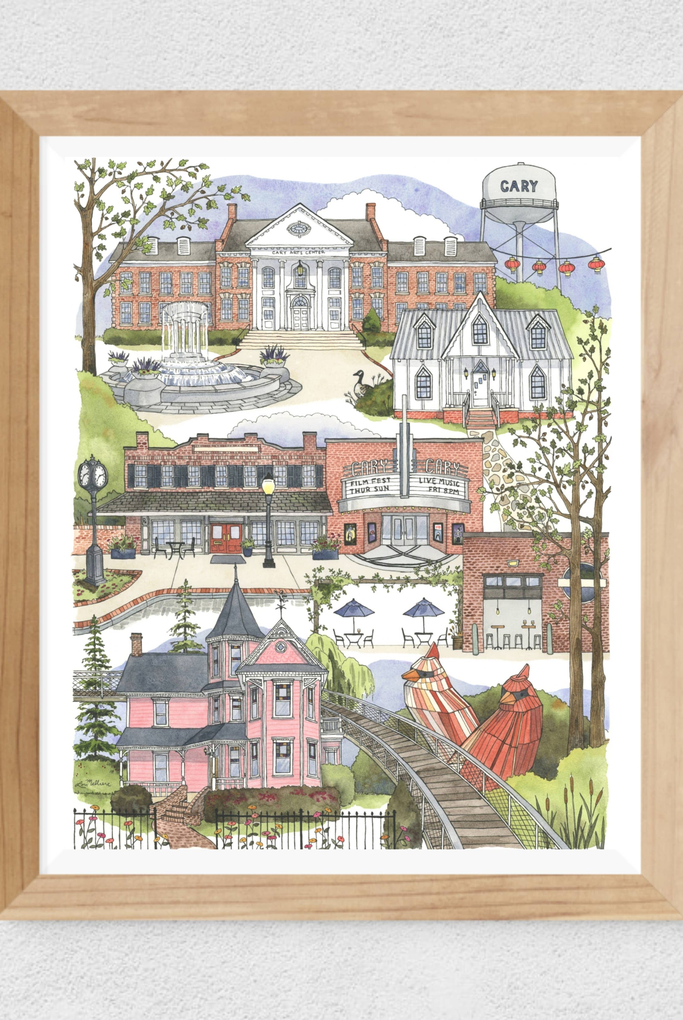 Cary, North Carolina Watercolor Art Print – A Keepsake Souvenir for Local North Carolina Lovers - Gather Goods Co.