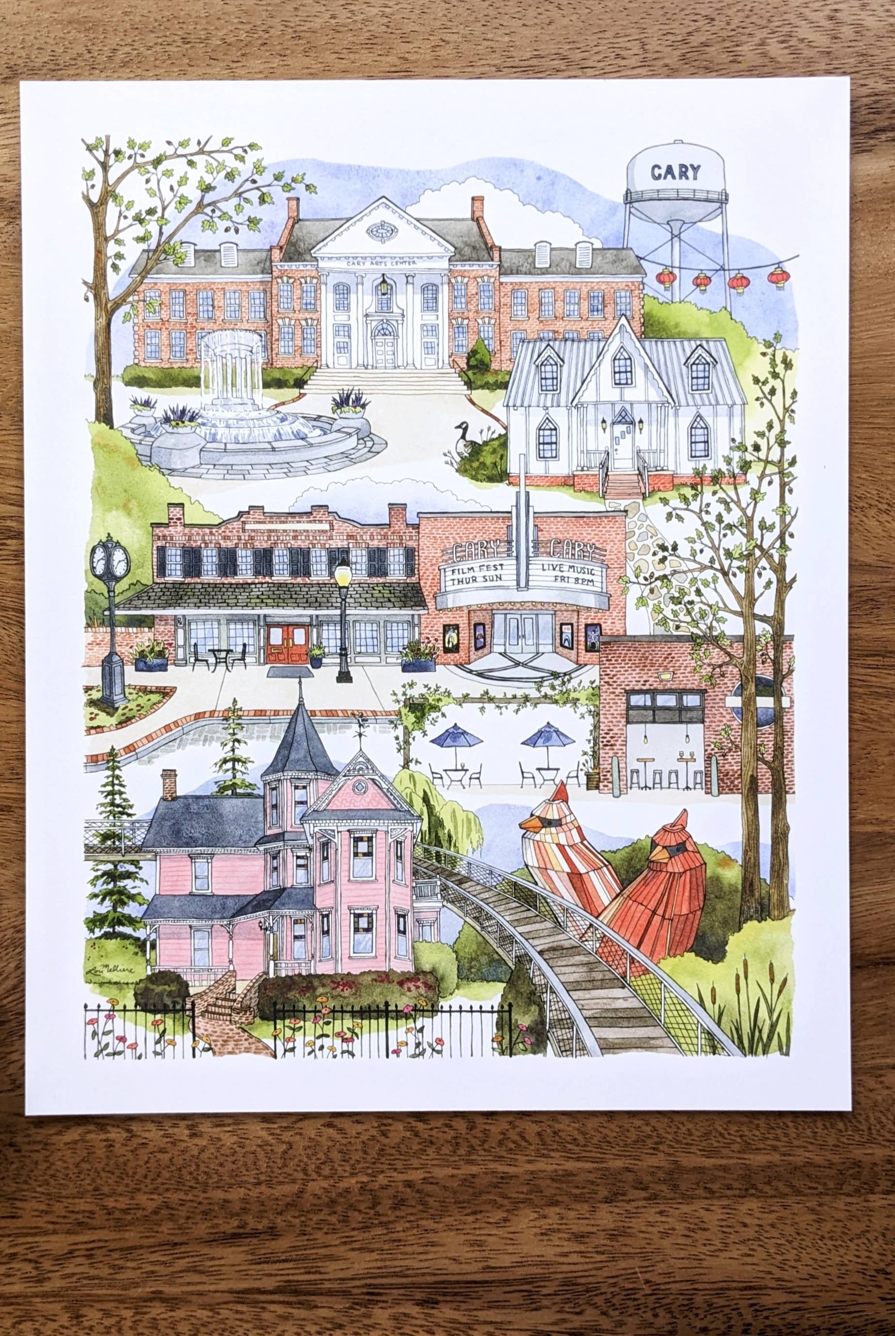 Cary, North Carolina Watercolor Art Print – A Keepsake Souvenir for Local North Carolina Lovers - Gather Goods Co.