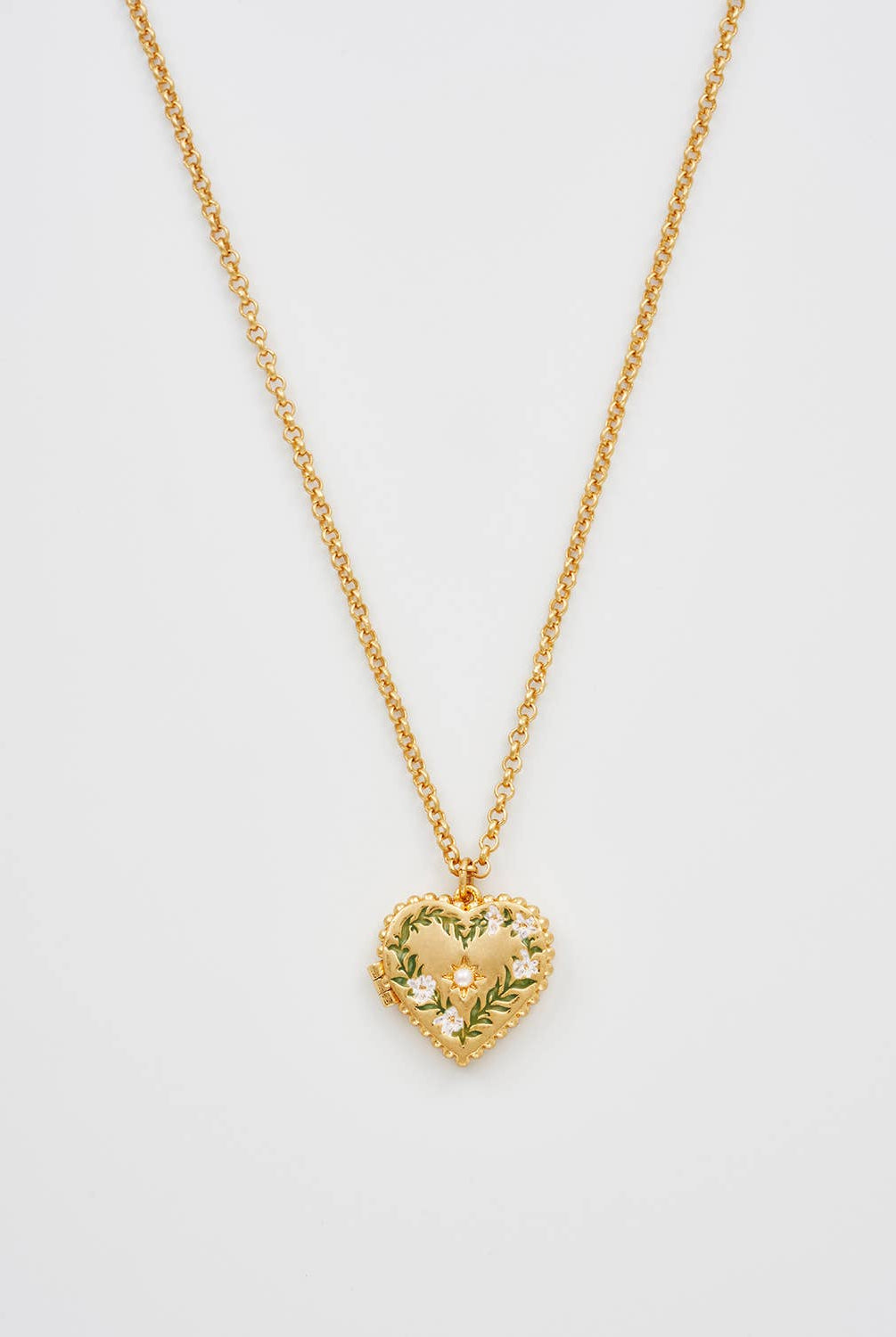 Gaia Lily Heart Locket Necklace - Gather Goods Co.
