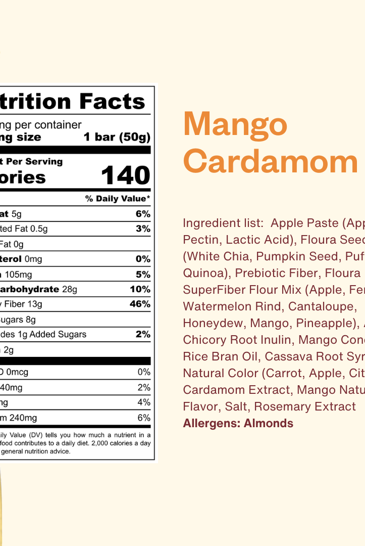 Mango Cardamom Floura FiberCrush Bar - Gather Goods Co.