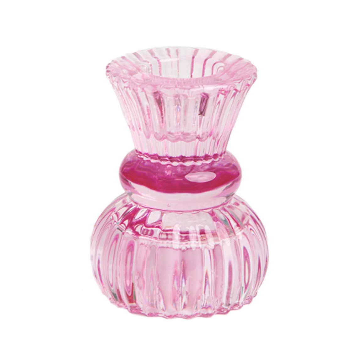 Small Pink Glass Candle Holder - Gather Goods Co.