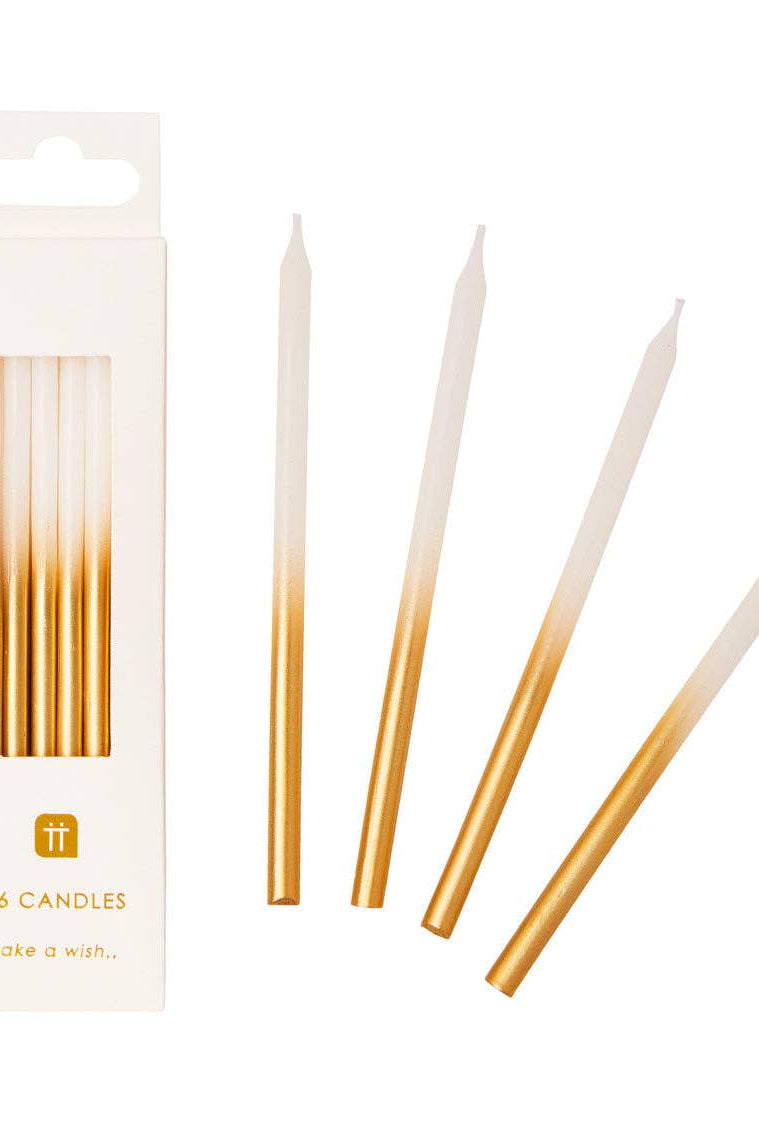 White & Gold Candles - 16 Pack - Gather Goods Co.