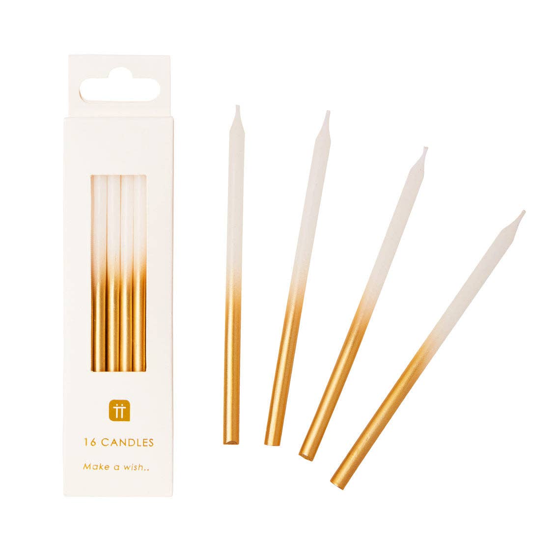 White & Gold Candles - 16 Pack - Gather Goods Co.