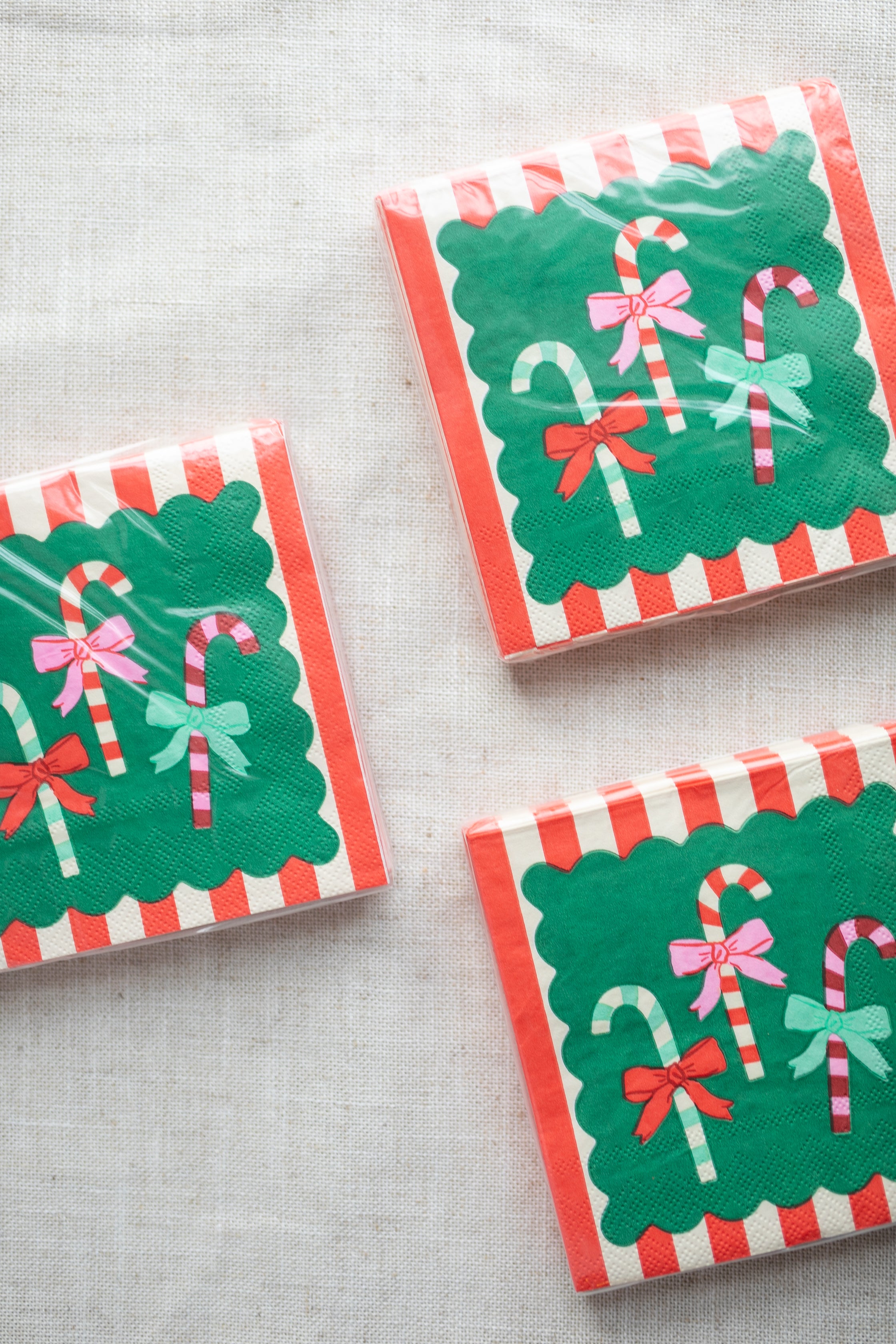 Holiday Christmas Cocktail Napkins | Candy Cane Stripe - Gather Goods Co.
