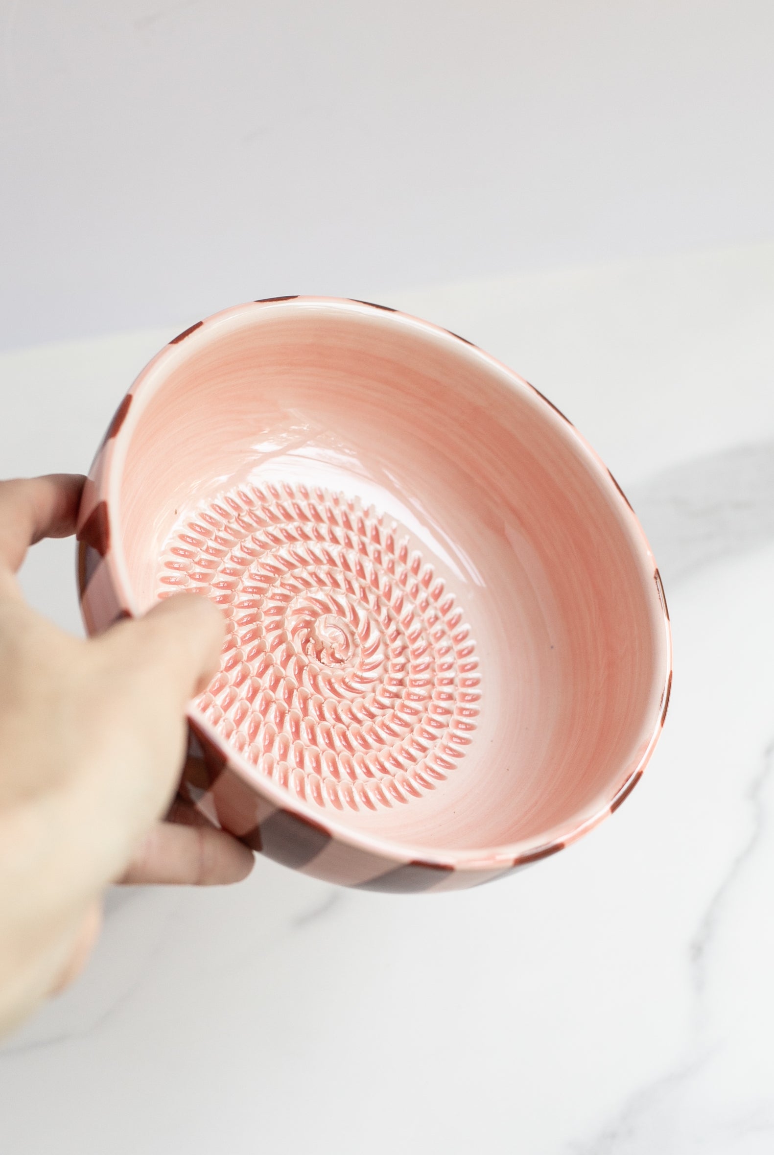 Pink and Brown Striped Grater Bowl - Gather Goods Co.