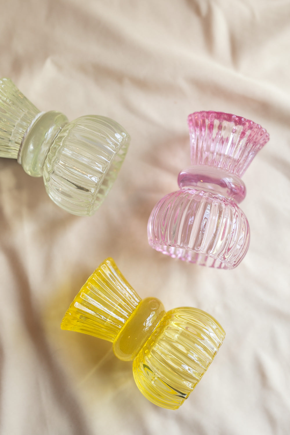 Small Pink Glass Candle Holder - Gather Goods Co.