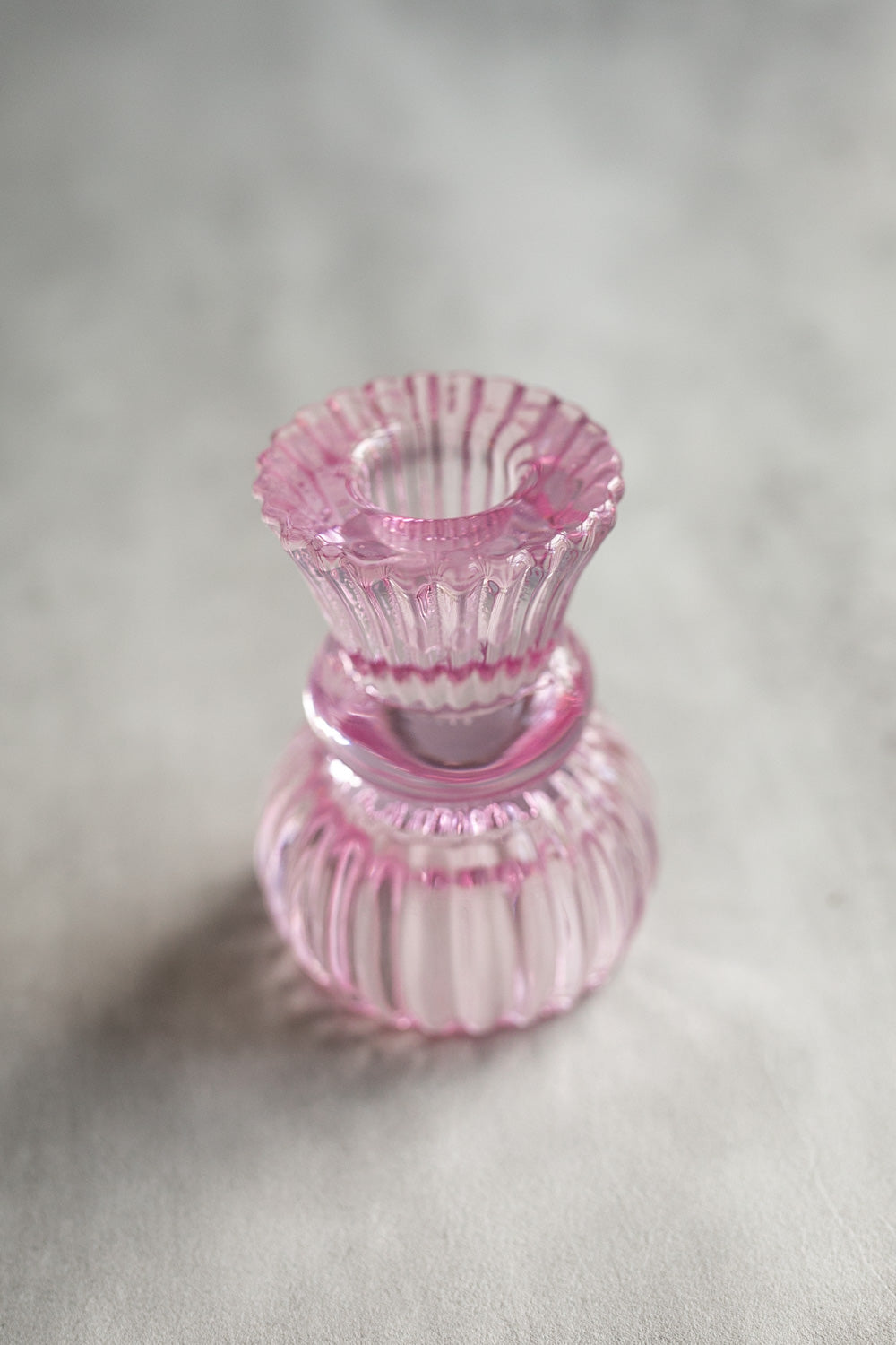 Small Pink Glass Candle Holder - Gather Goods Co.